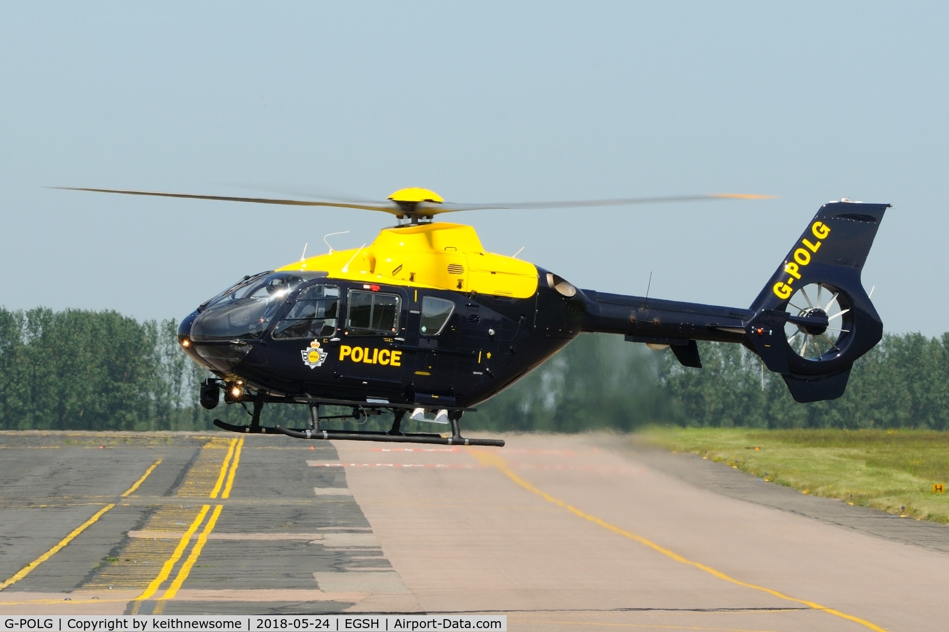 G-POLG, 2002 Eurocopter EC-135T-2+ C/N 0228, 'Police 35' arriving for fuel.