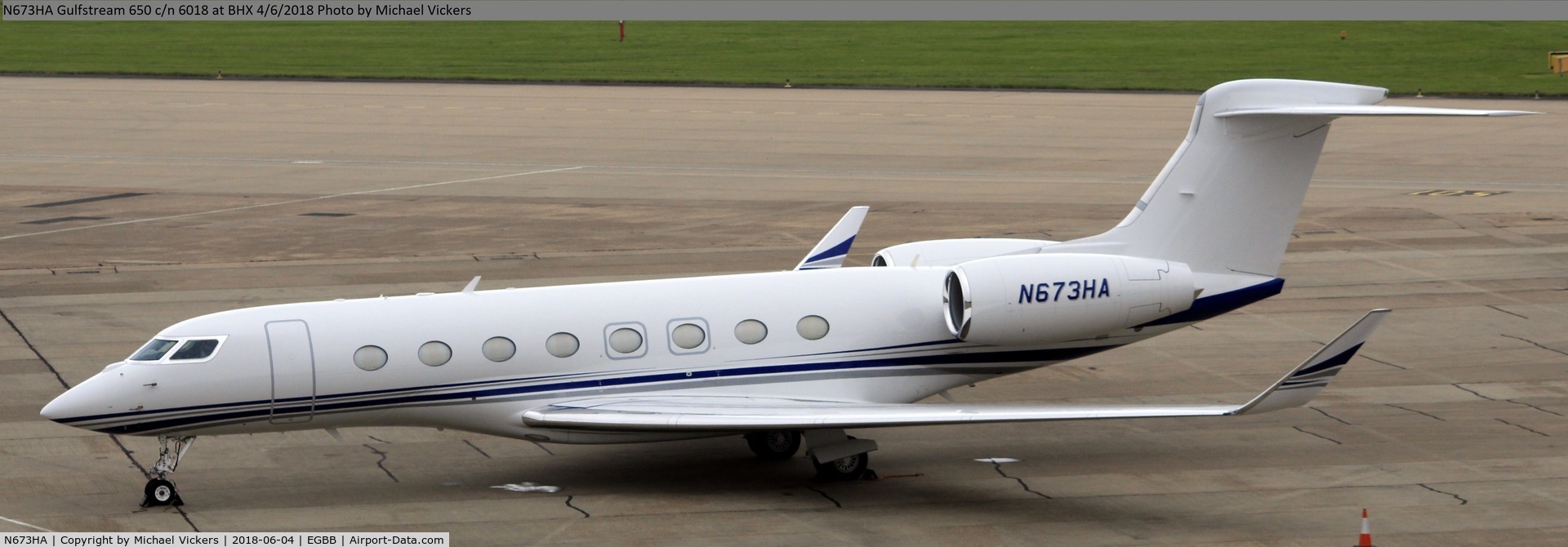N673HA, 2013 Gulfstream Aerospace G650 (G-VI) C/N 6018, Parked on the elmdon apron