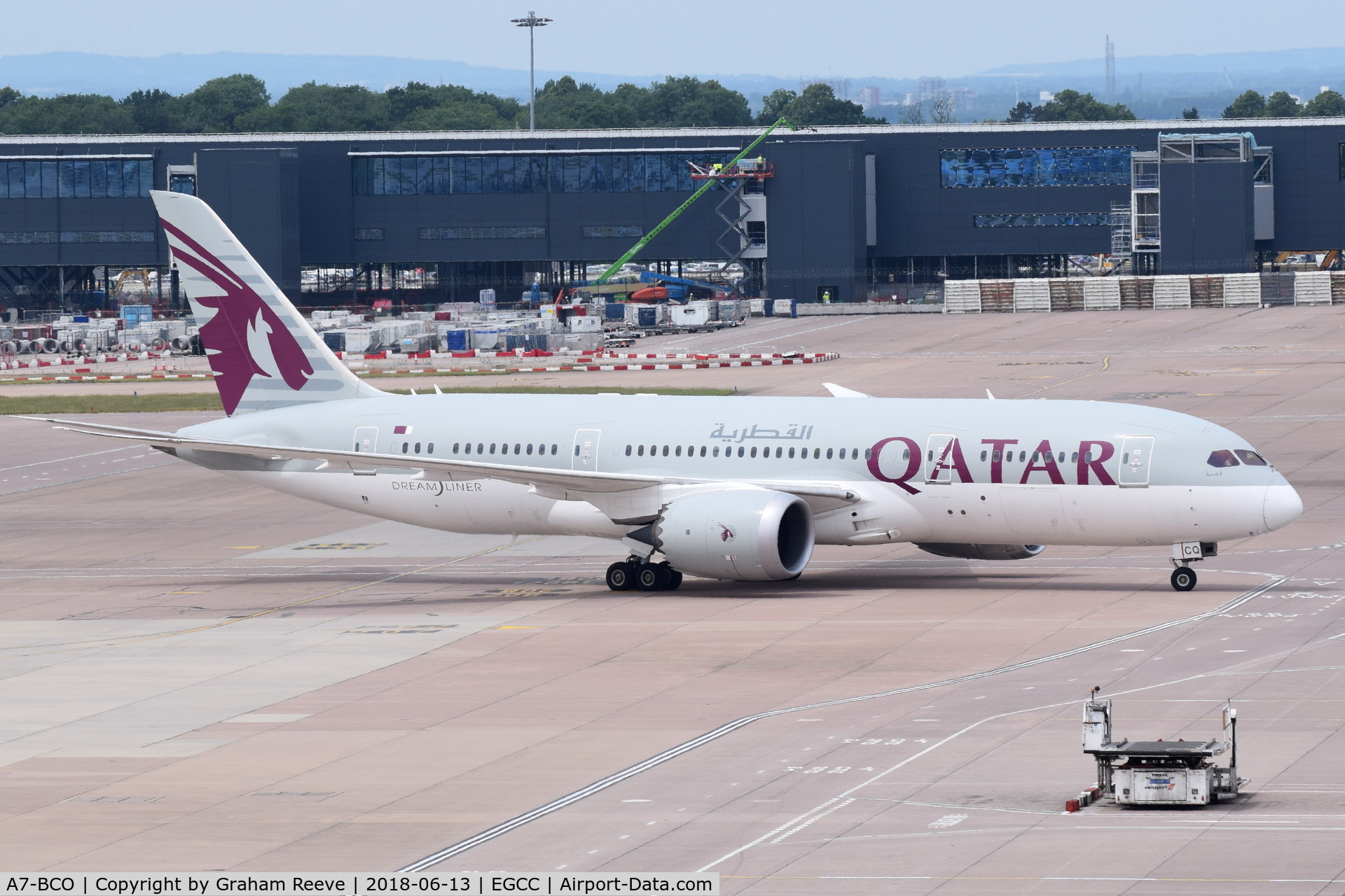 A7-BCO, 2014 Boeing 787-8 Dreamliner Dreamliner C/N 38333, Just landed at Manchester.