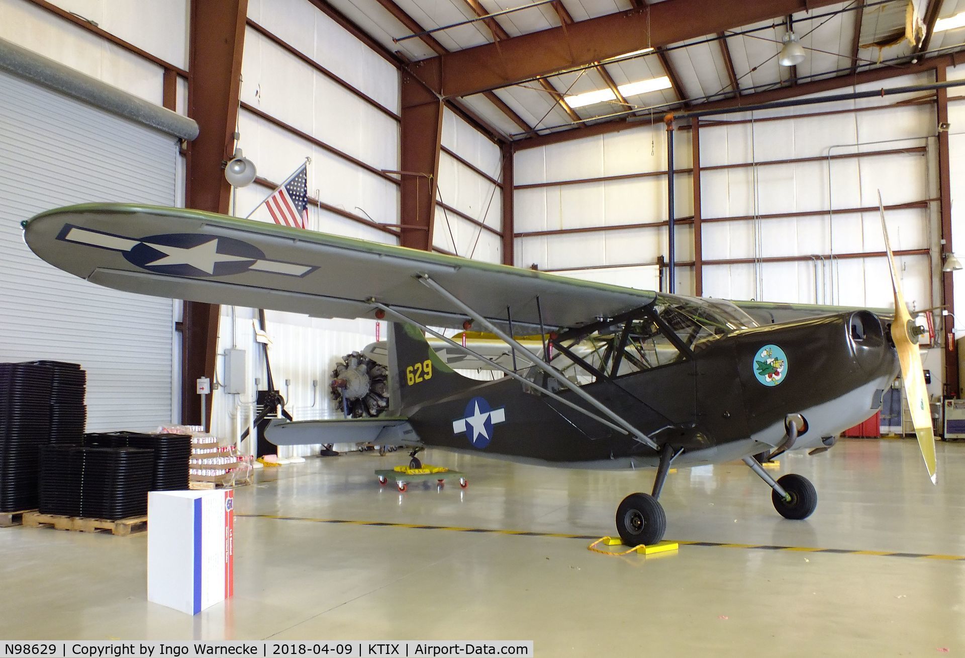 N98629, 1943 Stinson L-5 Sentinel C/N 78-870, Stinson L-5 Sentinel at Space Coast Regional Airport, Titusville (the day after Space Coast Warbird AirShow 2018)