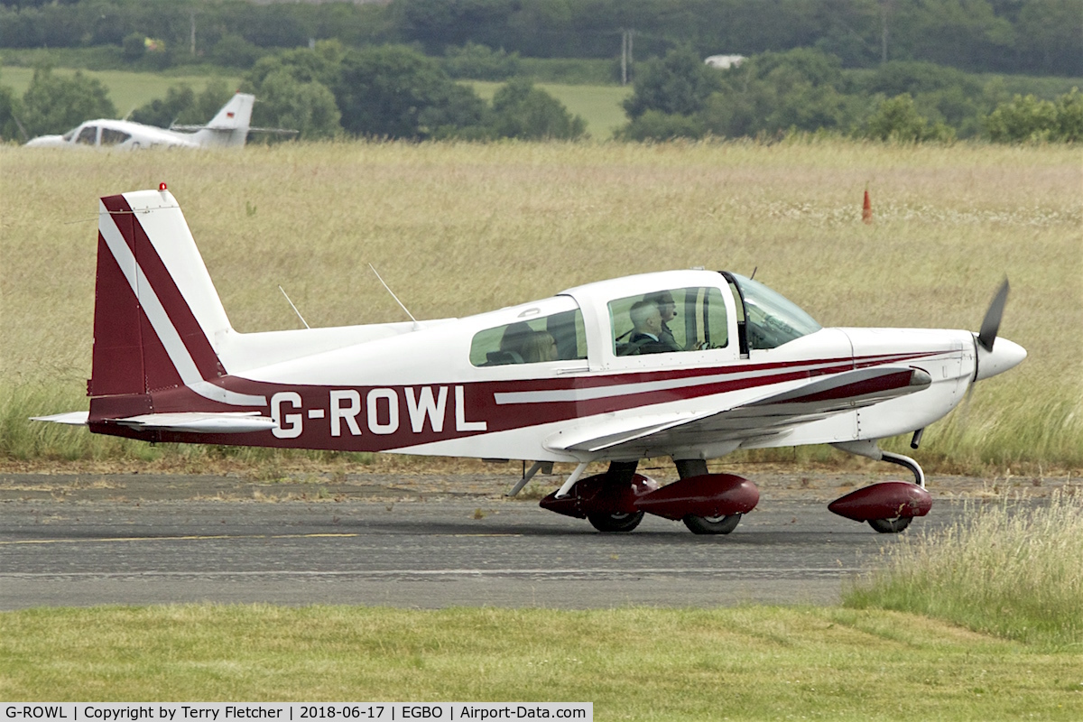 G-ROWL, 1977 Grumman American AA-5B Tiger C/N AA5B-0595, Participating in 2018 Project Propellor at Wolverhampton Halfpenny Green Airport