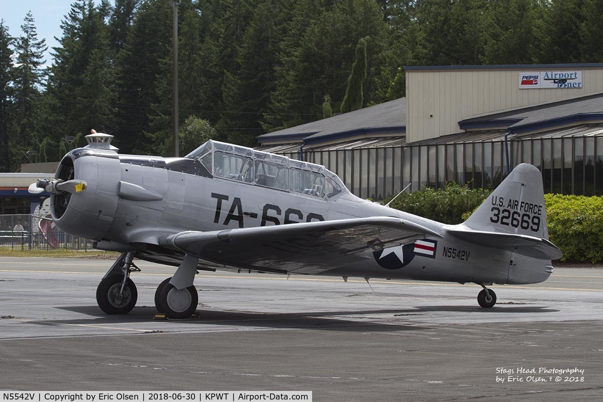 N5542V, 1958 North American T-6G Texan C/N 168-408, A 1958 T-6G sits on the ramp at Bremerton National Airport as it waits to go up and take part in a formation clinic.