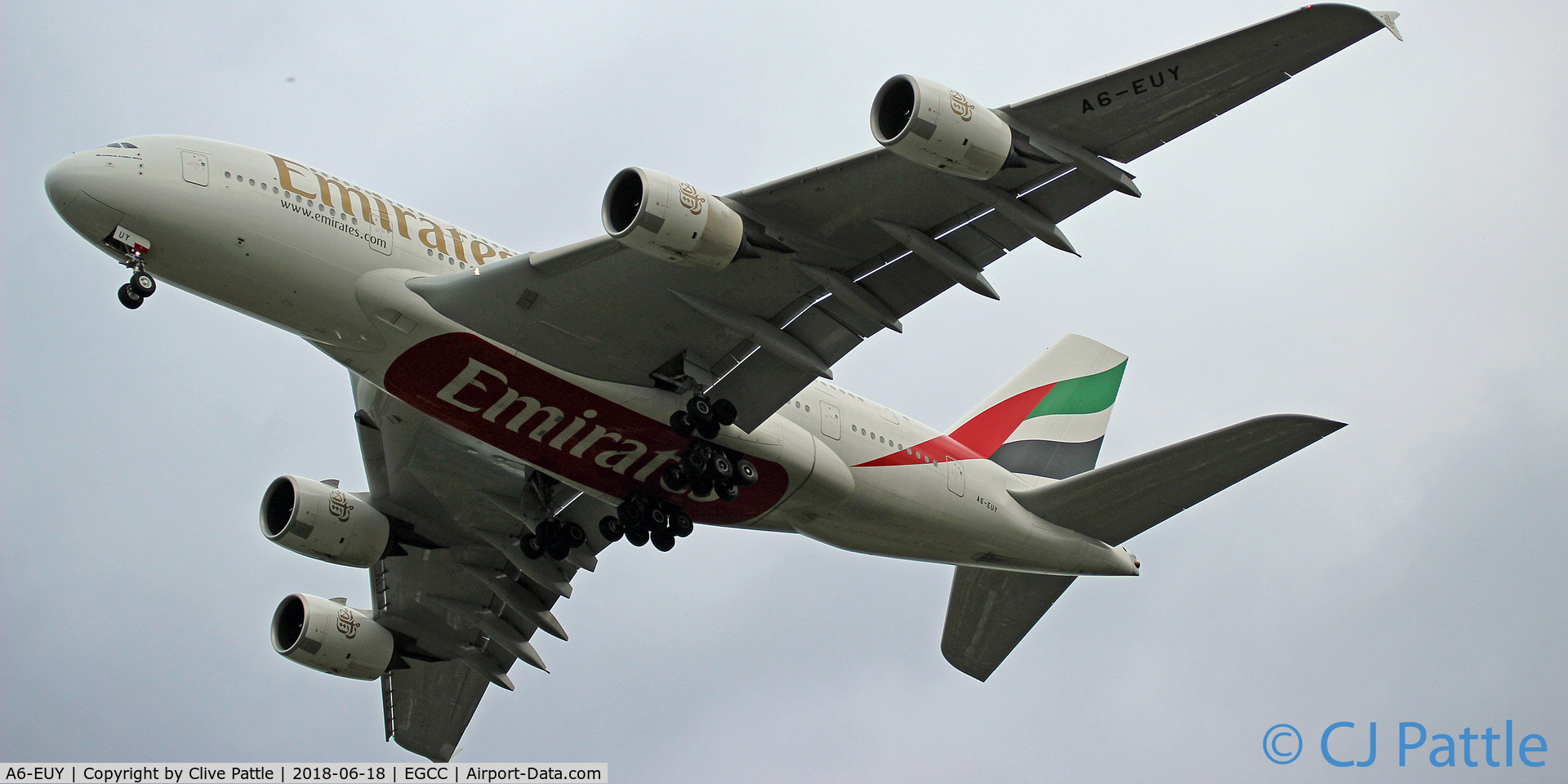 A6-EUY, 2017 Airbus A380-842 C/N 242, Emirates Landing EGCC