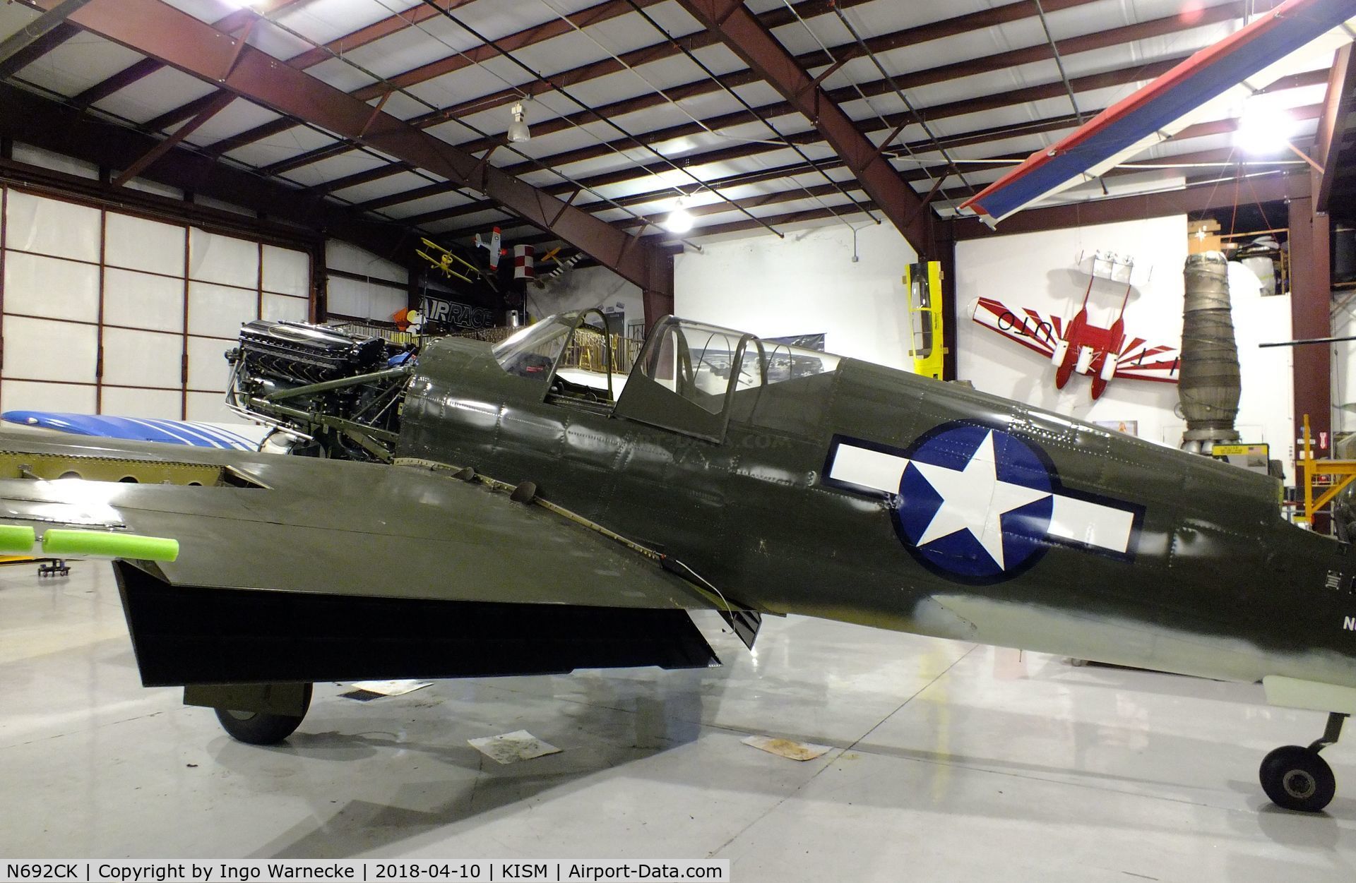 N692CK, 1945 Curtiss P-40N Warhawk C/N 692N, Curtiss P-40N Warhawk undergoing maintenance/restoration at the Kissimmee Air Museum, Orlando FL