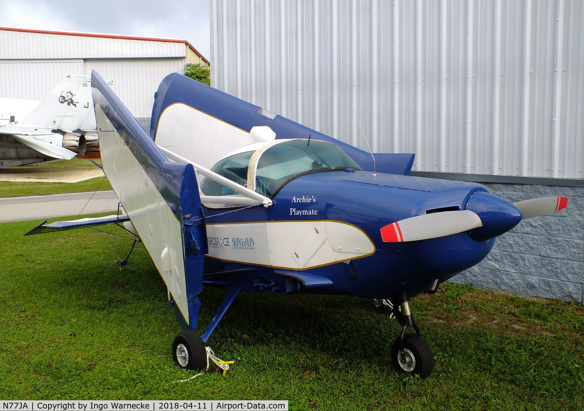 N77JA, 1974 Stits SA-11A Playmate C/N 126, Stitts SA-11A Playmate outside the Florida Air Museum (ex ISAM) during 2018 Sun 'n Fun, Lakeland FL