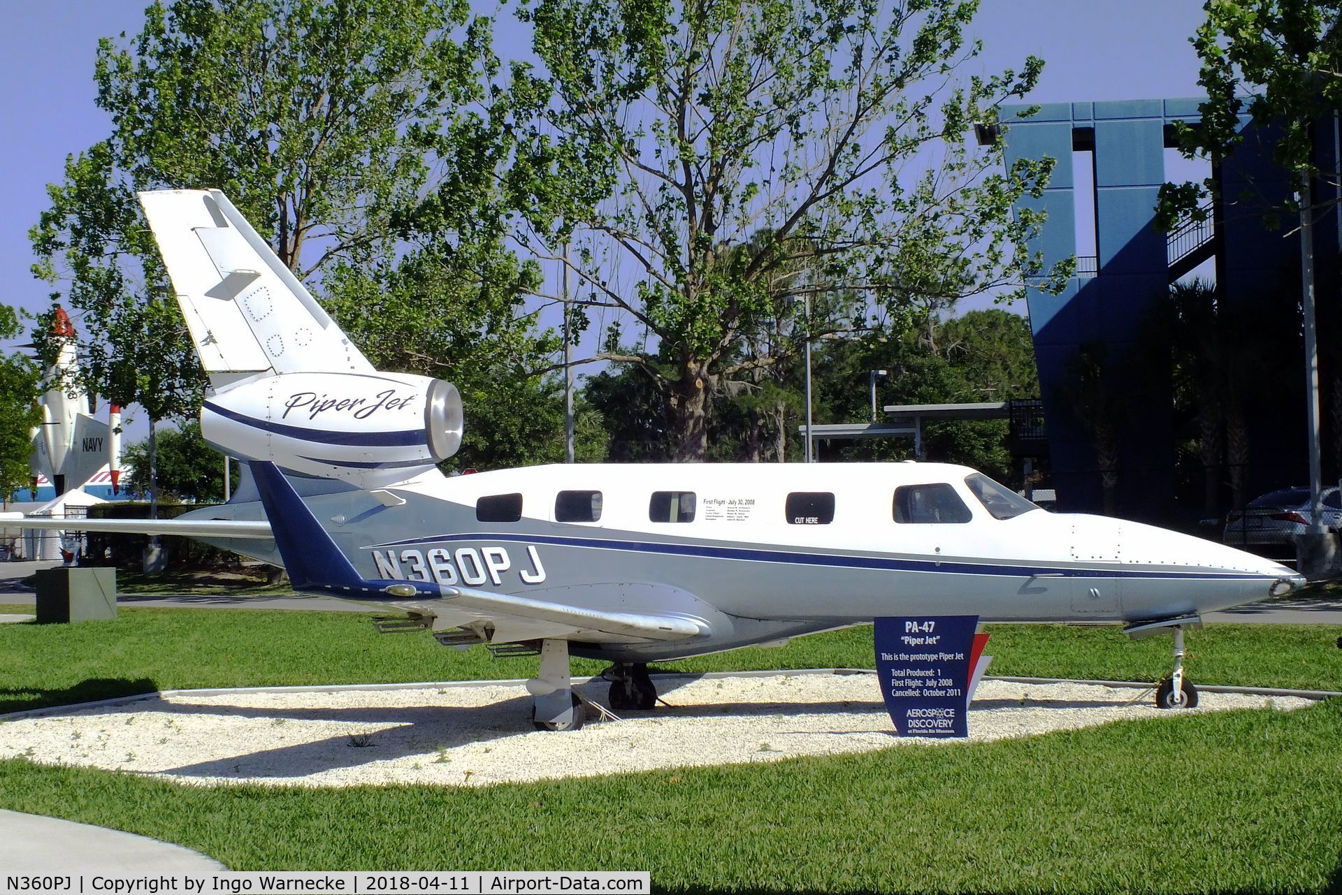N360PJ, 2008 Piper PA-47-2400J PiperJet C/N 4798E001, Piper PA-47 PiperJet Altaire 360 outside the Florida Air Museum (ex ISAM) during 2018 Sun 'n Fun, Lakeland FL