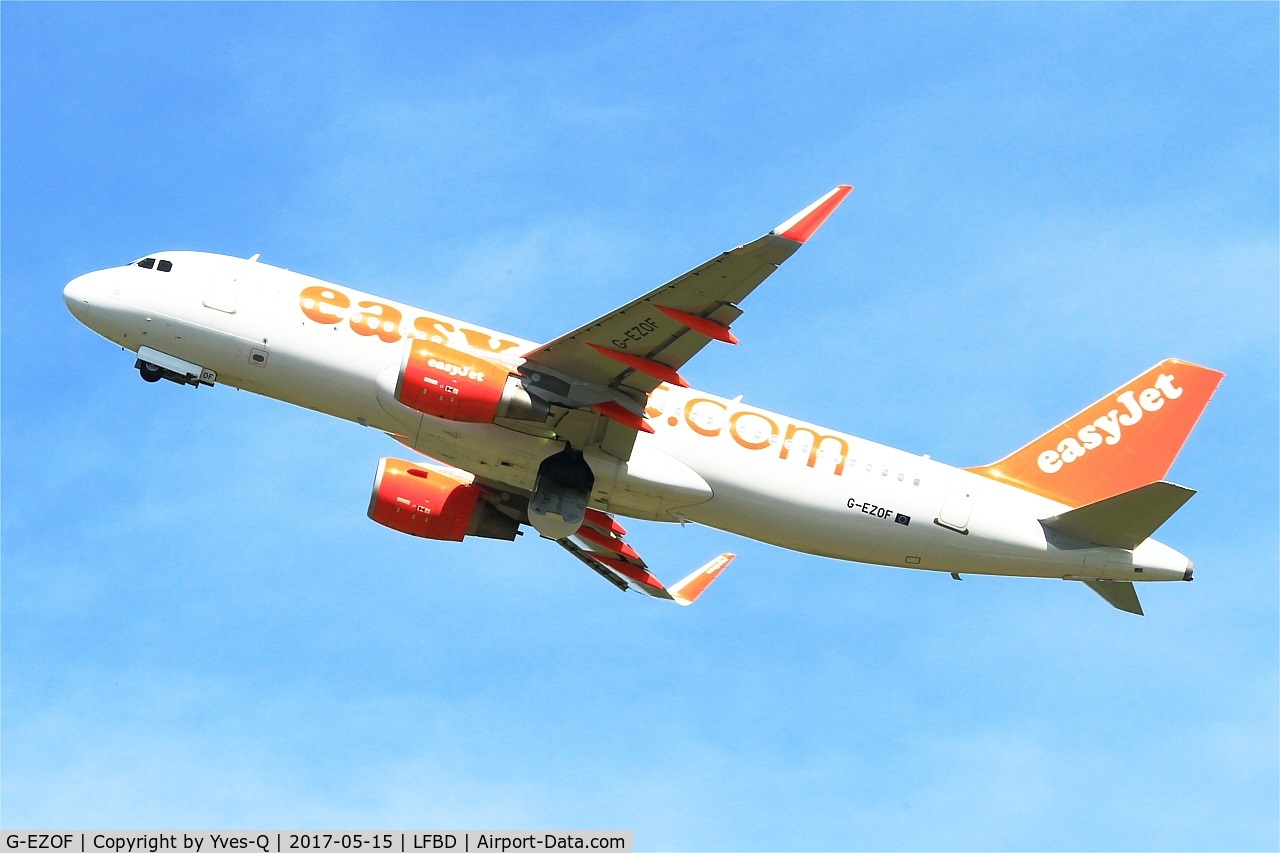 G-EZOF, 2015 Airbus A320-214 C/N 6525, Airbus A320-214, Take off rwy 23, Bordeaux-Mérignac airport (LFBD-BOD)