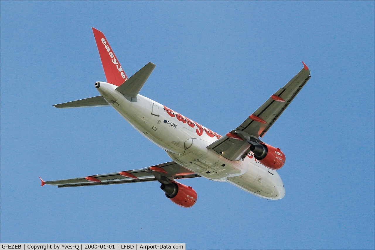 G-EZEB, 2004 Airbus A319-111 C/N 2120, Airbus A319-111, Take off rwy 05, Bordeaux-Mérignac airport (LFBD-BOD)
