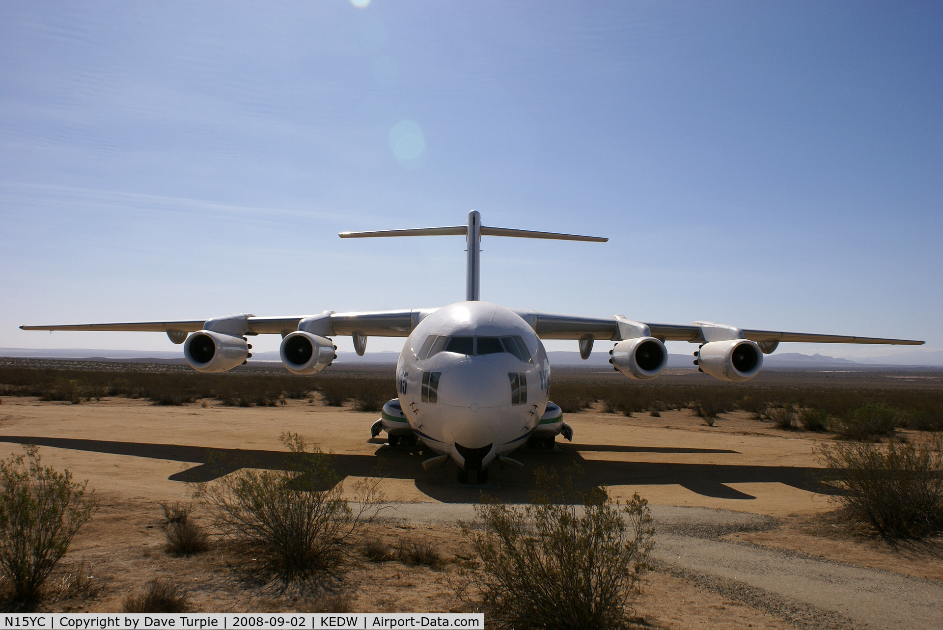 N15YC, 1972 McDonnell Douglas YC-15 C/N 72-01875, The first of two YC-15s manufactured, she made her maiden flight on August 28, 1975. Registered as N15YC in April 1997, the plane was moved to Edwards AFB in April 2008 and is displayed near the west gate in the Century Circle. 