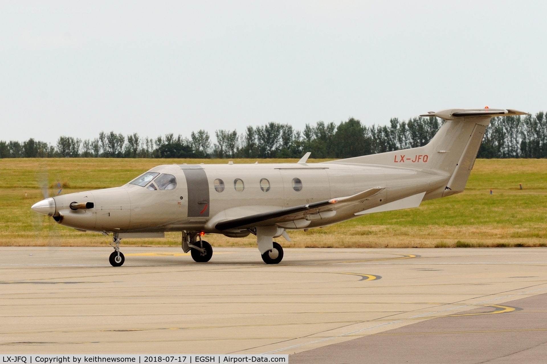 LX-JFQ, 2007 Pilatus PC-12/47 C/N 876, Arriving at Norwich from Venice.