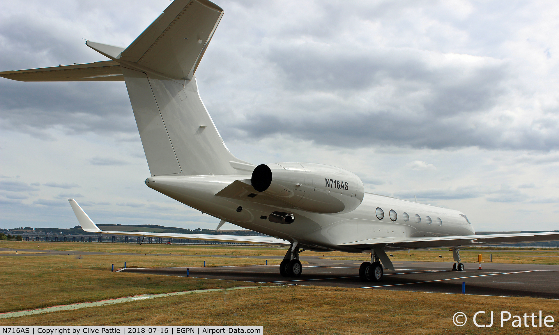 N716AS, 2002 Gulfstream Aerospace Gulfstream V C/N 687, At Dundee for the 2018 British Open Golf Championships at nearby Carnoustie.