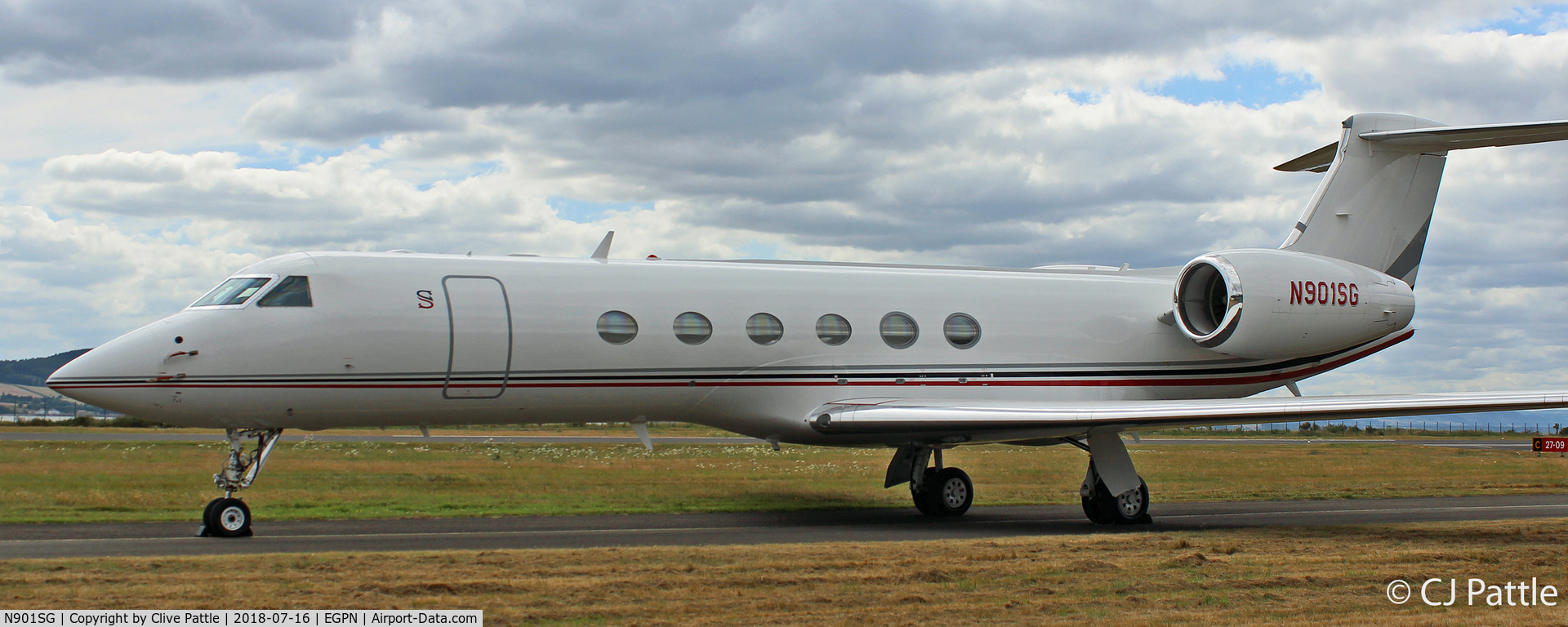 N901SG, 2009 Hawker Beechcraft 4000 C/N RC-29, Parked at Dundee for the 2018 British Open Golf Championships at nearby Carnoustie.