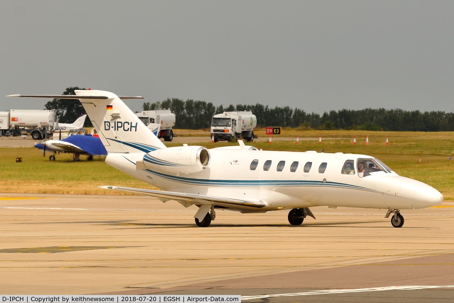 D-IPCH, 2007 Cessna 525A CitationJet CJ2+ C/N 525A-0347, Arriving at Norwich from Paderborn.