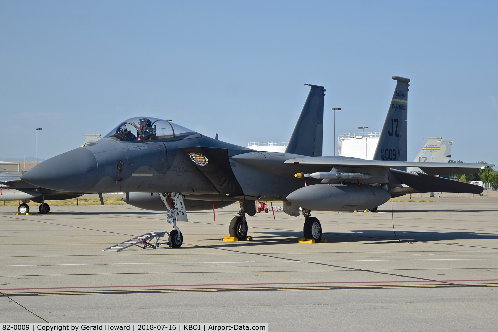 82-0009, 1982 McDonnell Douglas F-15C Eagle C/N 0820/C240, Parked on the Idaho ANG ramp. 122nd Fighter Sq. 