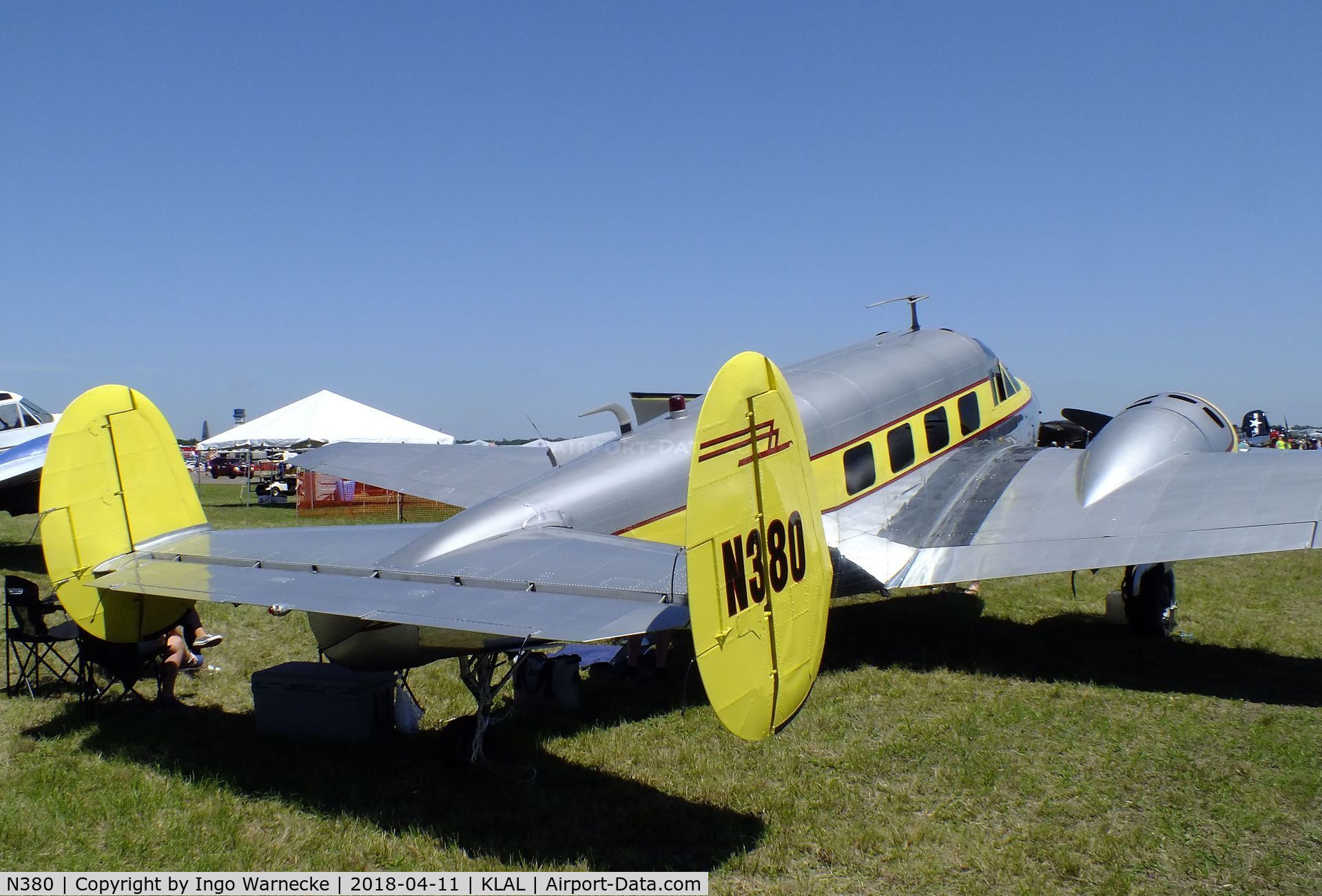 N380, 1955 Beech E18S C/N BA-42, Beechcraft E18S Twin Beech at 2018 Sun 'n Fun, Lakeland FL