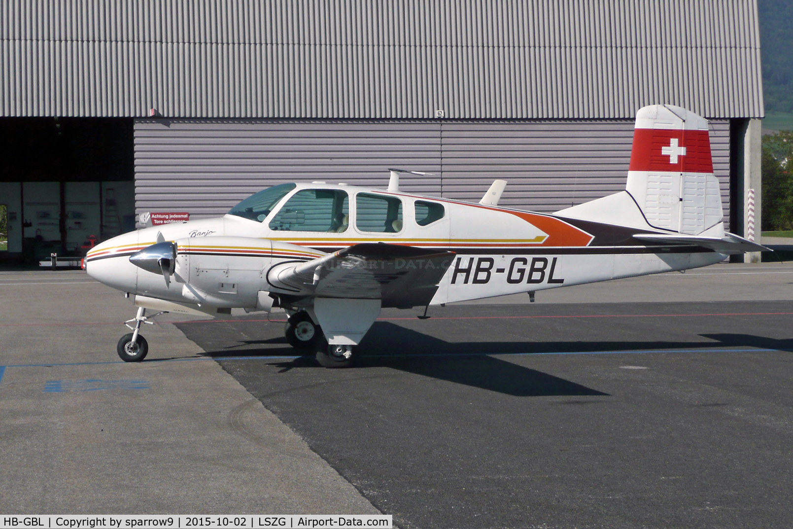 HB-GBL, 1959 Beech 95 Travel Air C/N TD-222, At Grenchen. HB-registered since 1963-12-23