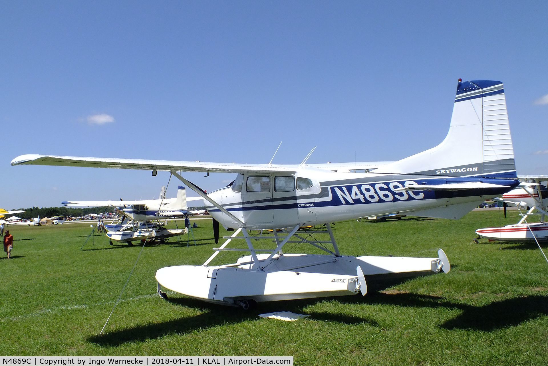 N4869C, 1975 Cessna A185F Skywagon 185 C/N 18502637, Cessna A185F Skywagon on amphibious floats at 2018 Sun 'n Fun, Lakeland FL