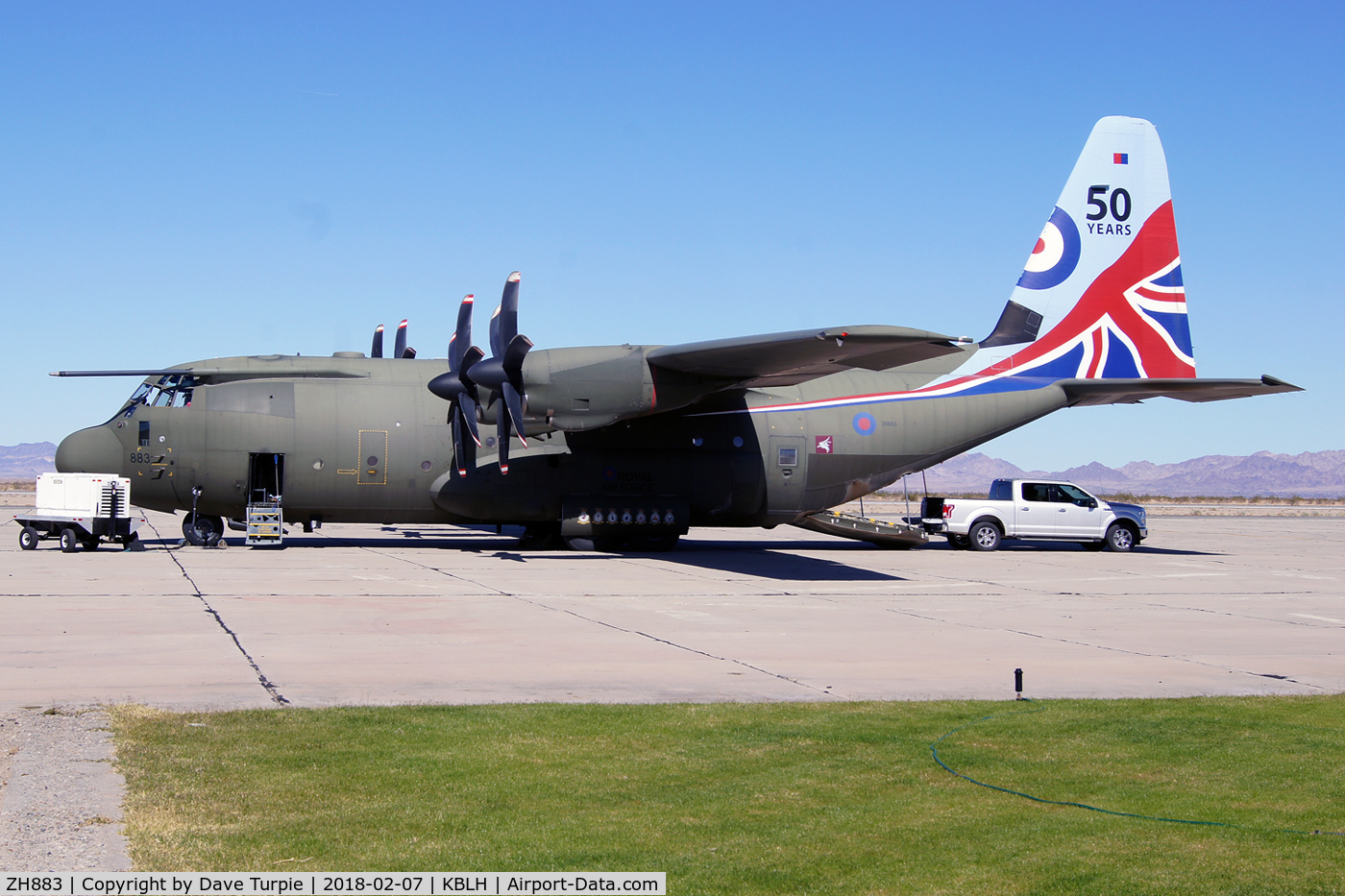 ZH883, 1999 Lockheed Martin C-130J Hercules C.5 C/N 382-5481, An unusual RAF visitor to Blythe, California.