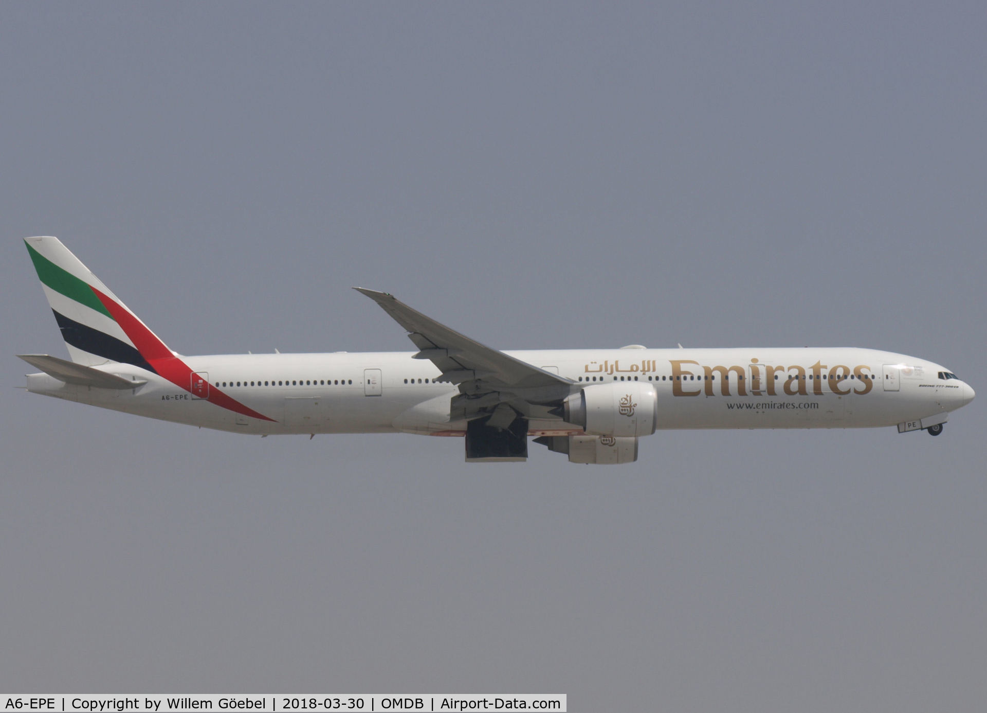 A6-EPE, 2015 Boeing 777-31H/ER C/N 42324, Take off from DUBAI INTERNATIONAL Airport