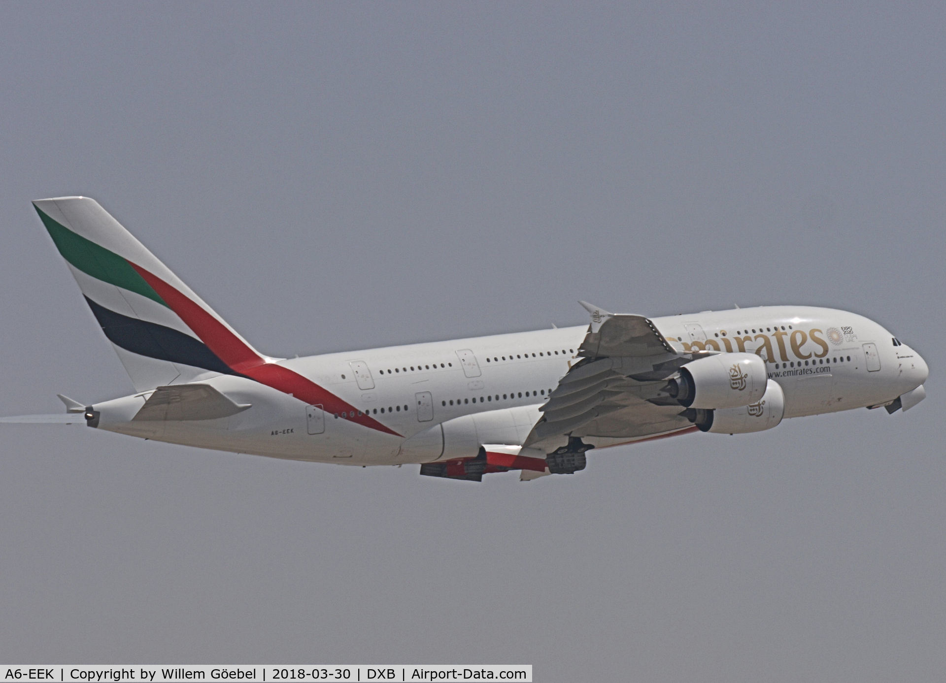 A6-EEK, 2013 Airbus A380-861 C/N 132, Take off from DUBAI INTERNATIONAL Airport