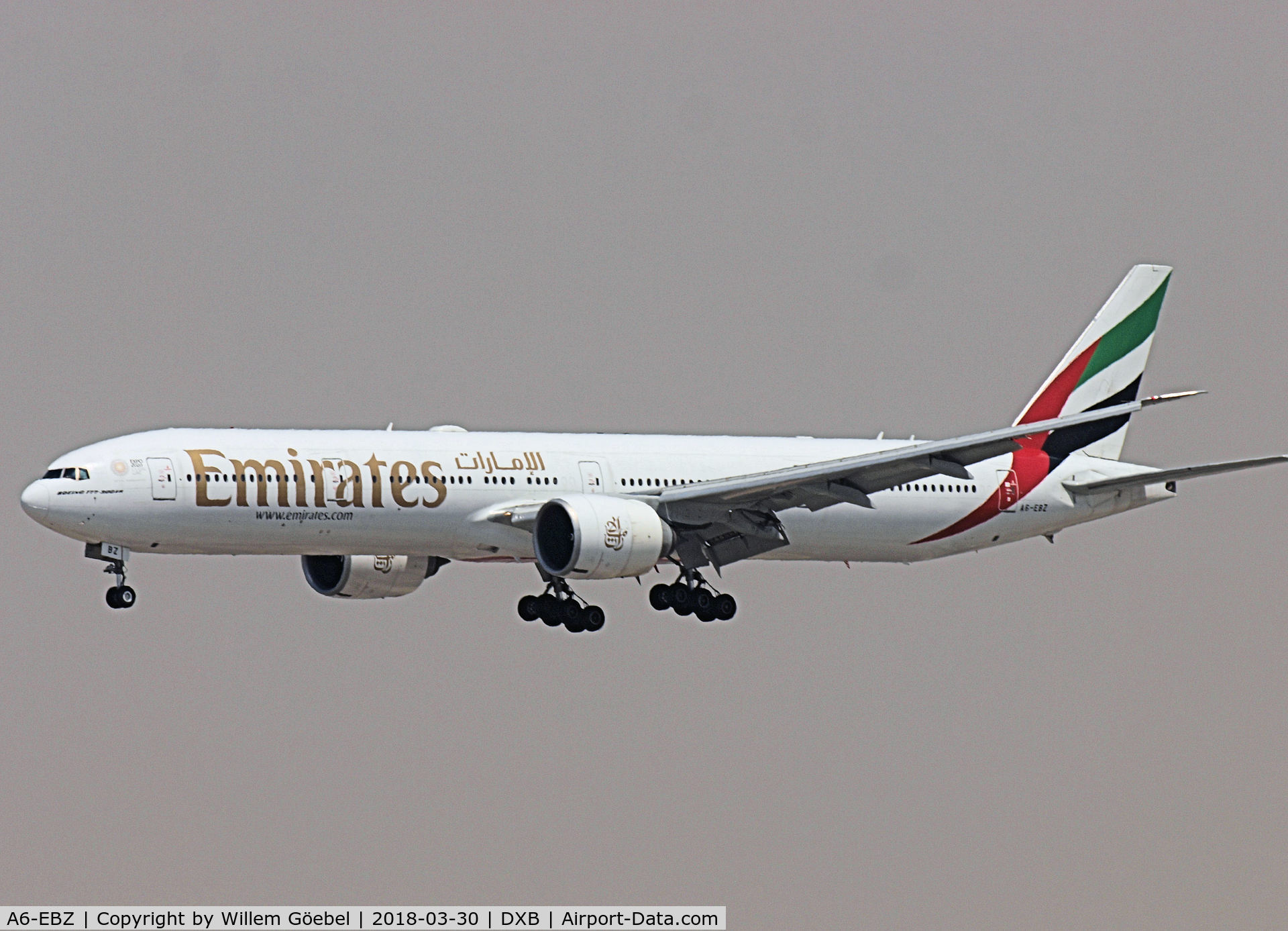 A6-EBZ, 2007 Boeing 777-31H/ER C/N 32713, Landing on DUBAI INTERNATIONAL Airport