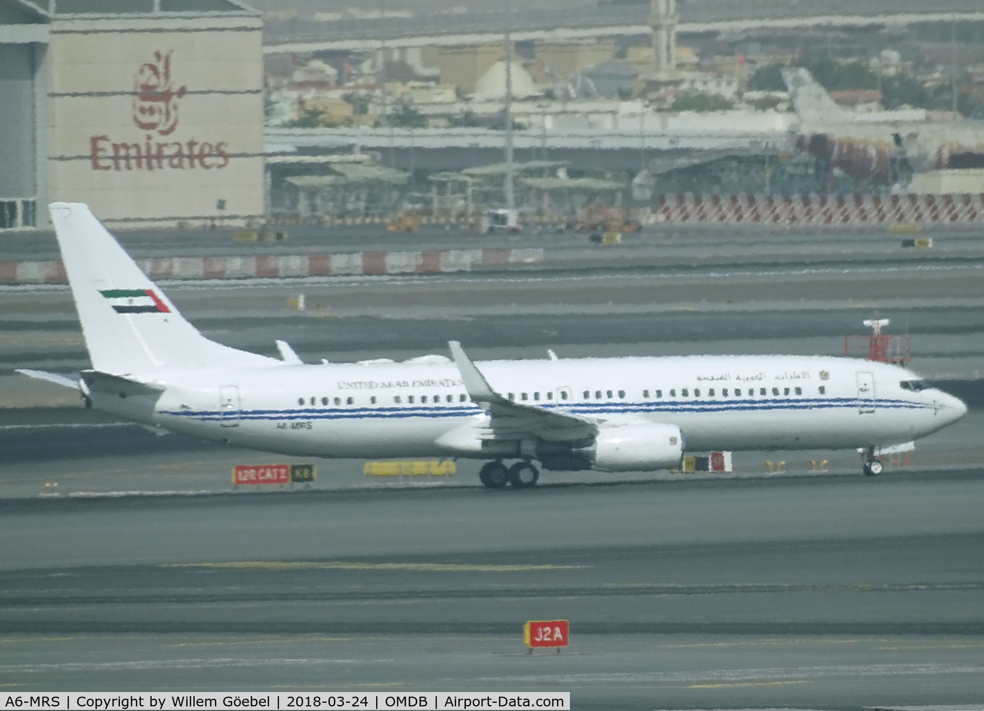 A6-MRS, 2006 Boeing 737-8E0 BBJ2 C/N 35238, Taxi to the runway of DXB