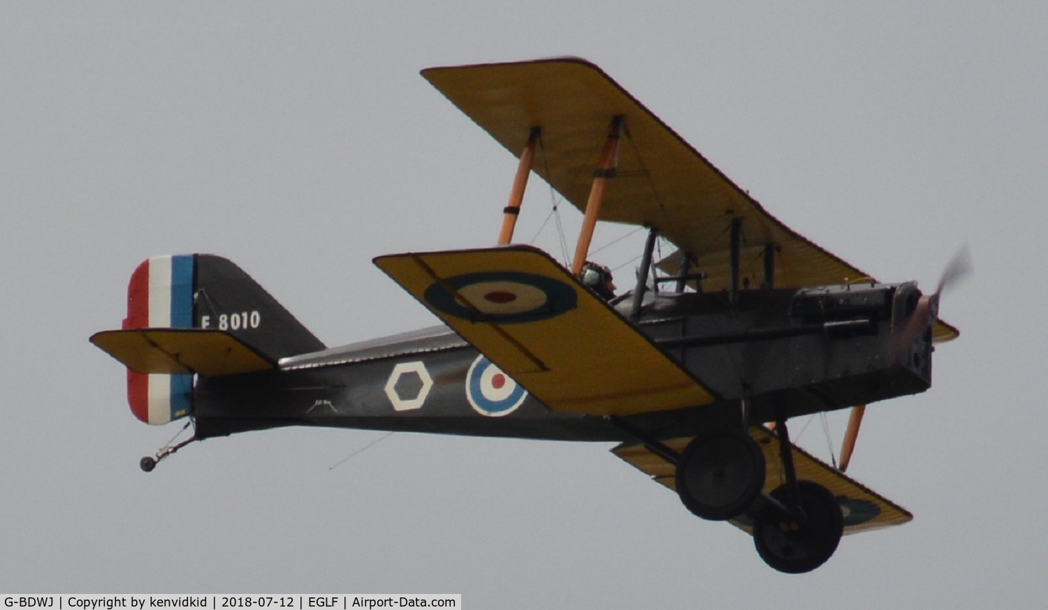 G-BDWJ, 1978 Royal Aircraft Factory SE-5A Replica C/N PFA 020-10034, Validating as part of The Great Warbirds Display Team for FIA 2018.