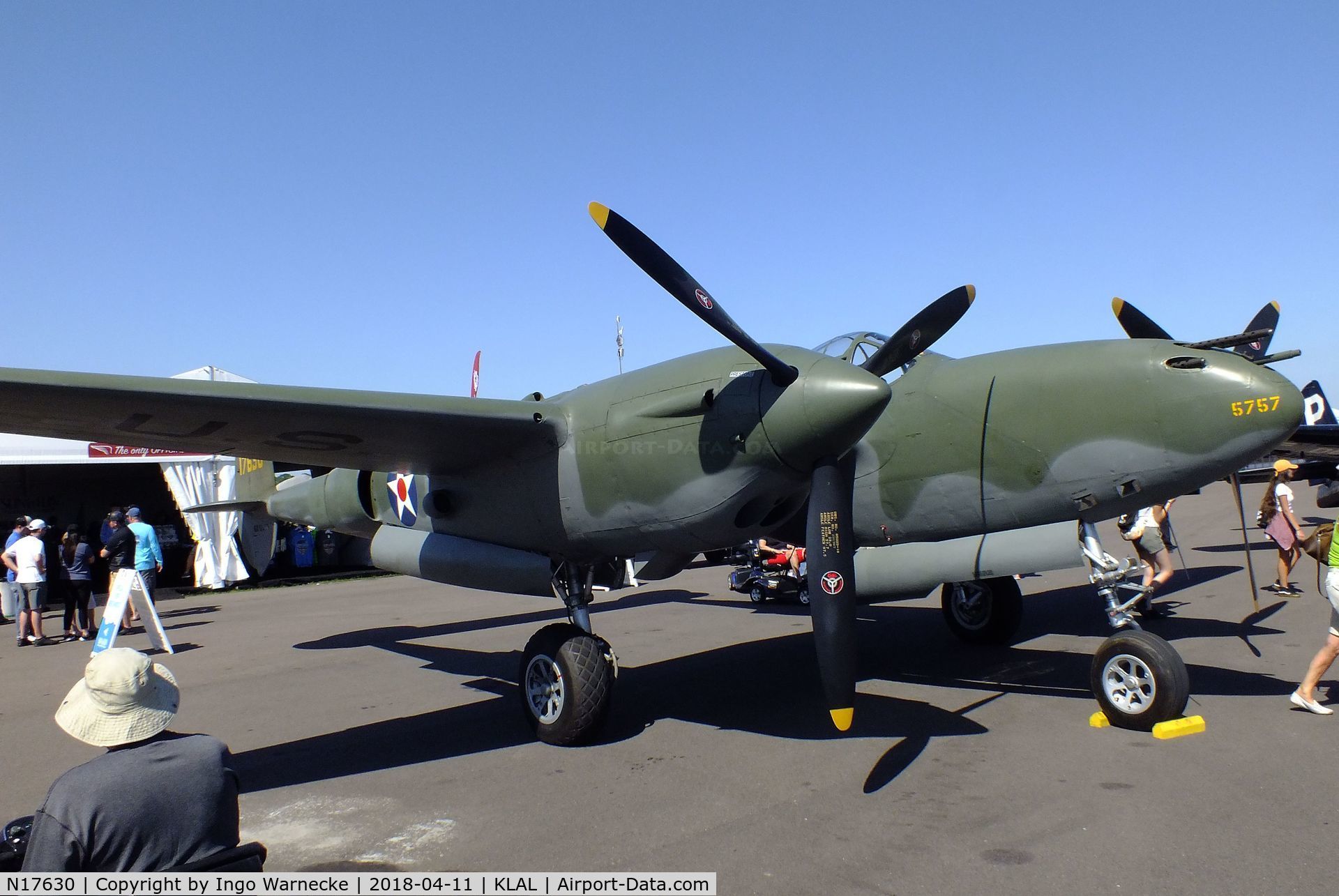 N17630, 1941 Lockheed P-38F C/N 41-7630 (222-5757), Lockheed P-38F-1-LO Lightning at 2018 Sun 'n Fun, Lakeland FL