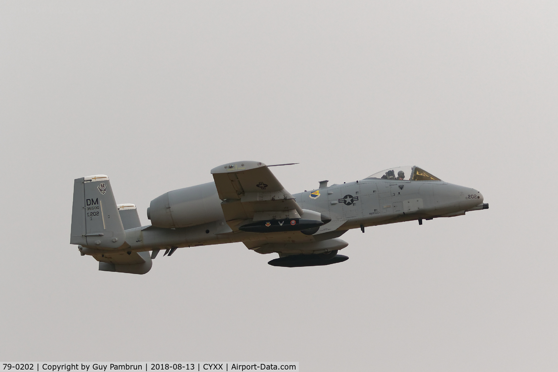 79-0202, 1979 Fairchild Republic A-10C Thunderbolt II C/N A10-0466, Departing CYXX on a smokey foggy morning.