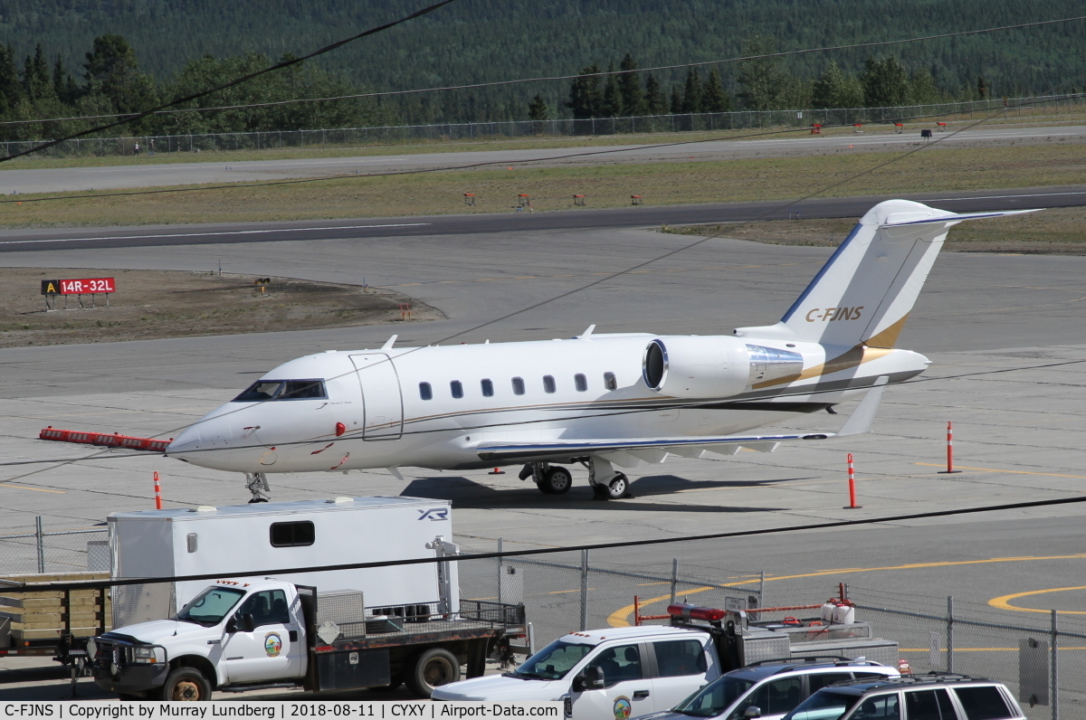 C-FJNS, 2008 Bombardier Challenger 605 (CL-600-2B16) C/N 5755, On the ramp at Whitehorse, Yukon