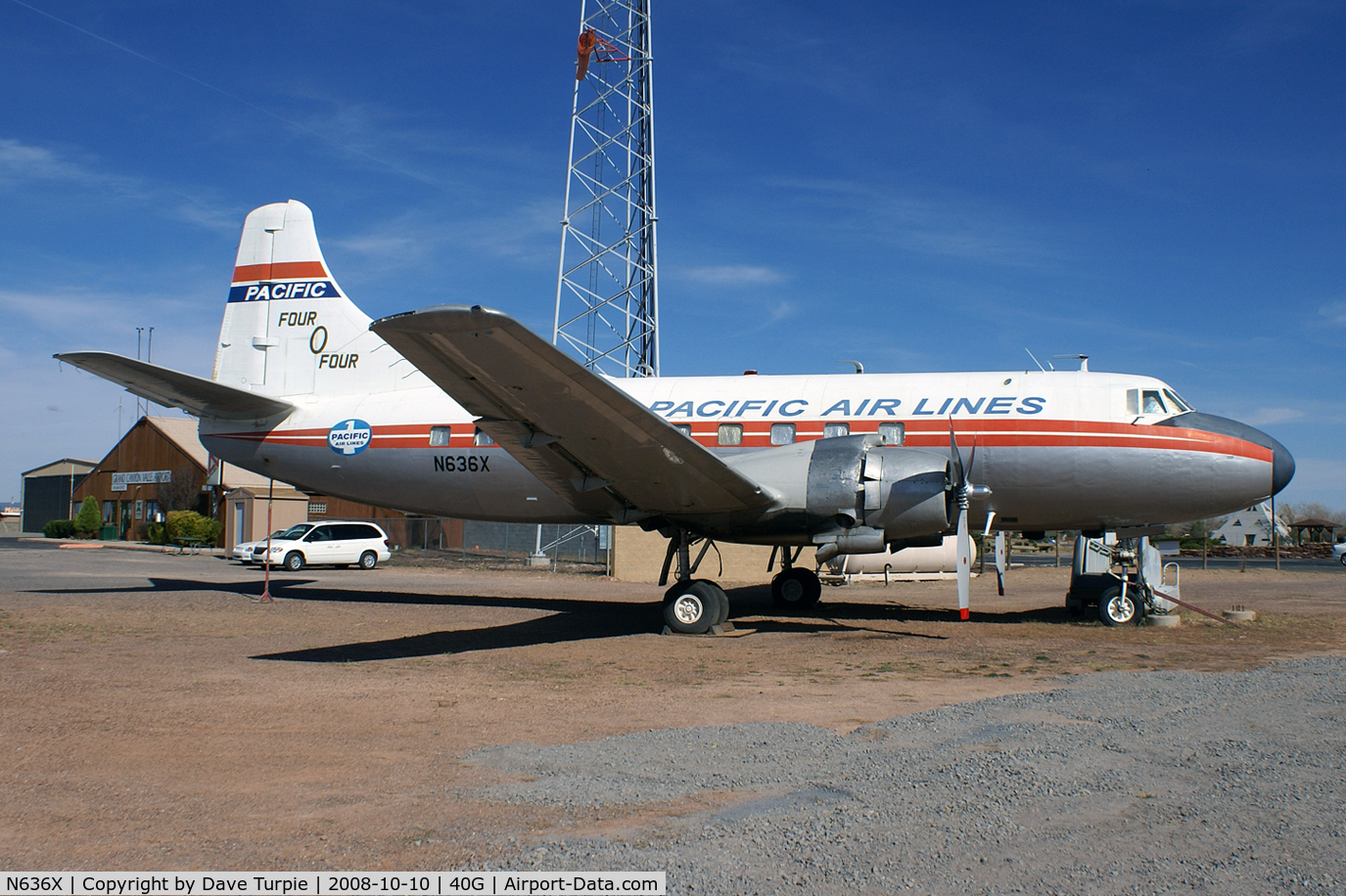 N636X, 1952 Martin 404 C/N 14135, The aircraft is now located just north of Williams, Arizona. It was delivered to TWA on July 16, 1952, registered as N40429.