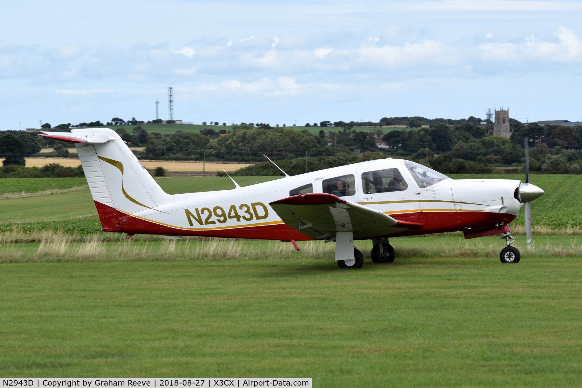 N2943D, 1979 Piper PA-28RT-201 Arrow IV C/N 28R7918231, Just landed at Northrepps.