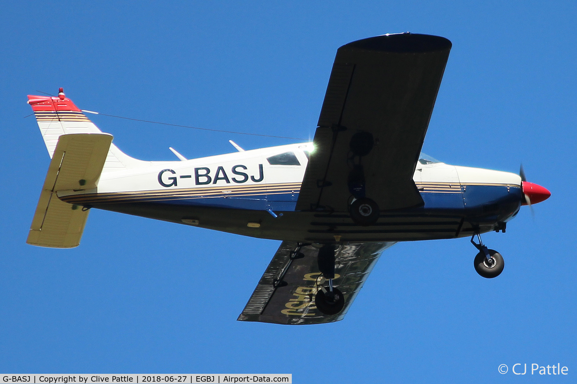 G-BASJ, 1972 Piper PA-28-180 Cherokee C/N 28-7305136, EGBJ departure