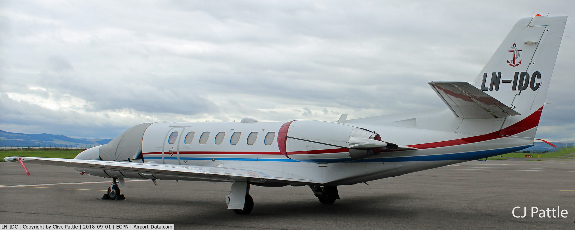 LN-IDC, 2004 Cessna 560 Citation Encore+ C/N 560-0652, Parked on the apron at Dundee