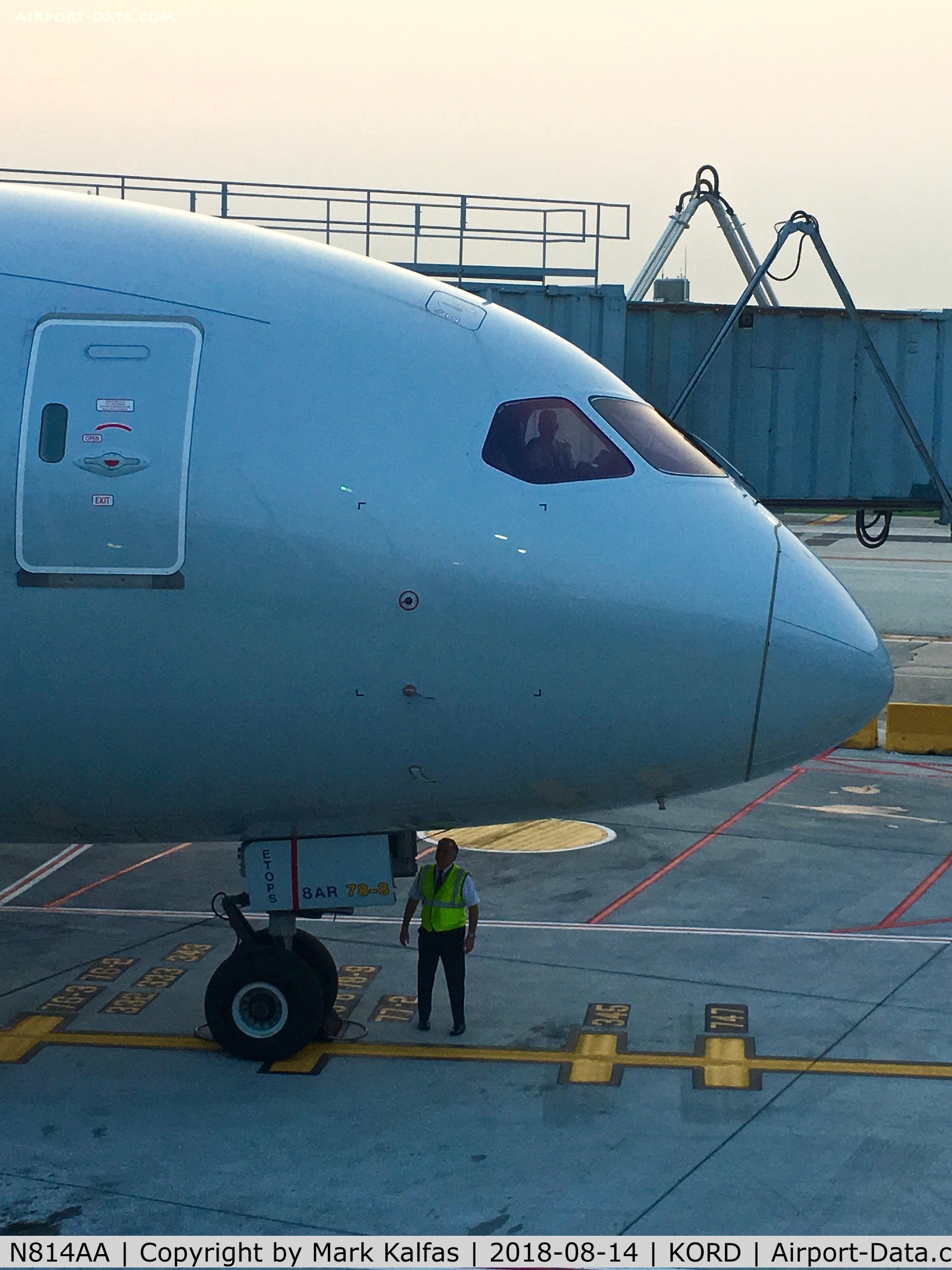 N814AA, 2016 Boeing 787-8 Dreamliner C/N 40632, N814AA preparing for an early morning departure at KORD