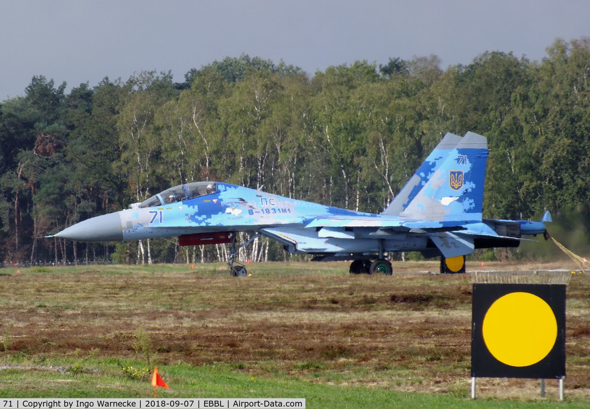 71, Sukhoi Su-27UBM1 C/N 96310424043, Sukhoi Su-27UBM1 FLANKER-C of the Ukrainian AF at the 2018 BAFD spotters day, Kleine Brogel airbase
