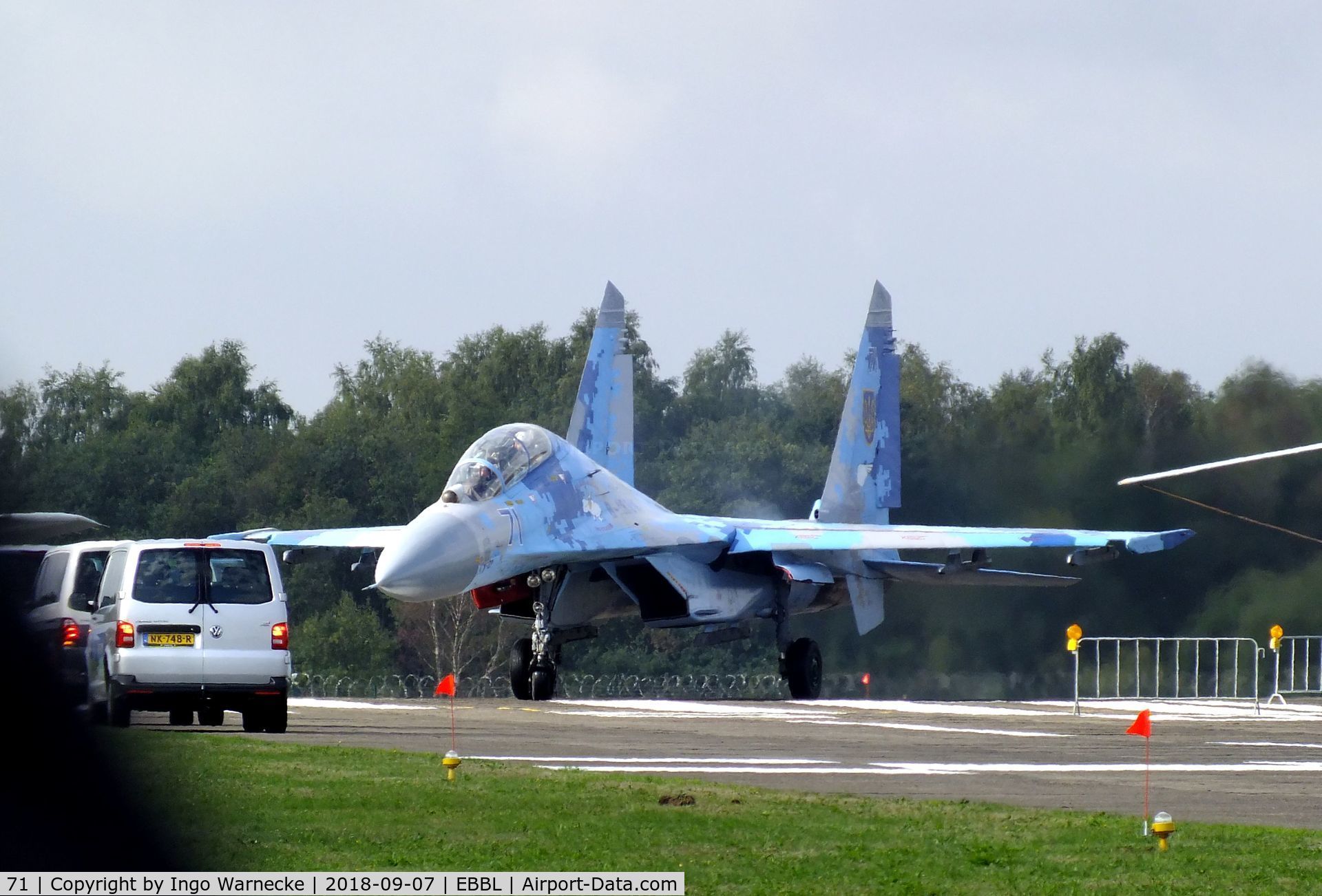 71, Sukhoi Su-27UBM1 C/N 96310424043, Sukhoi Su-27UBM1 FLANKER-C of the Ukrainian AF at the 2018 BAFD spotters day, Kleine Brogel airbase