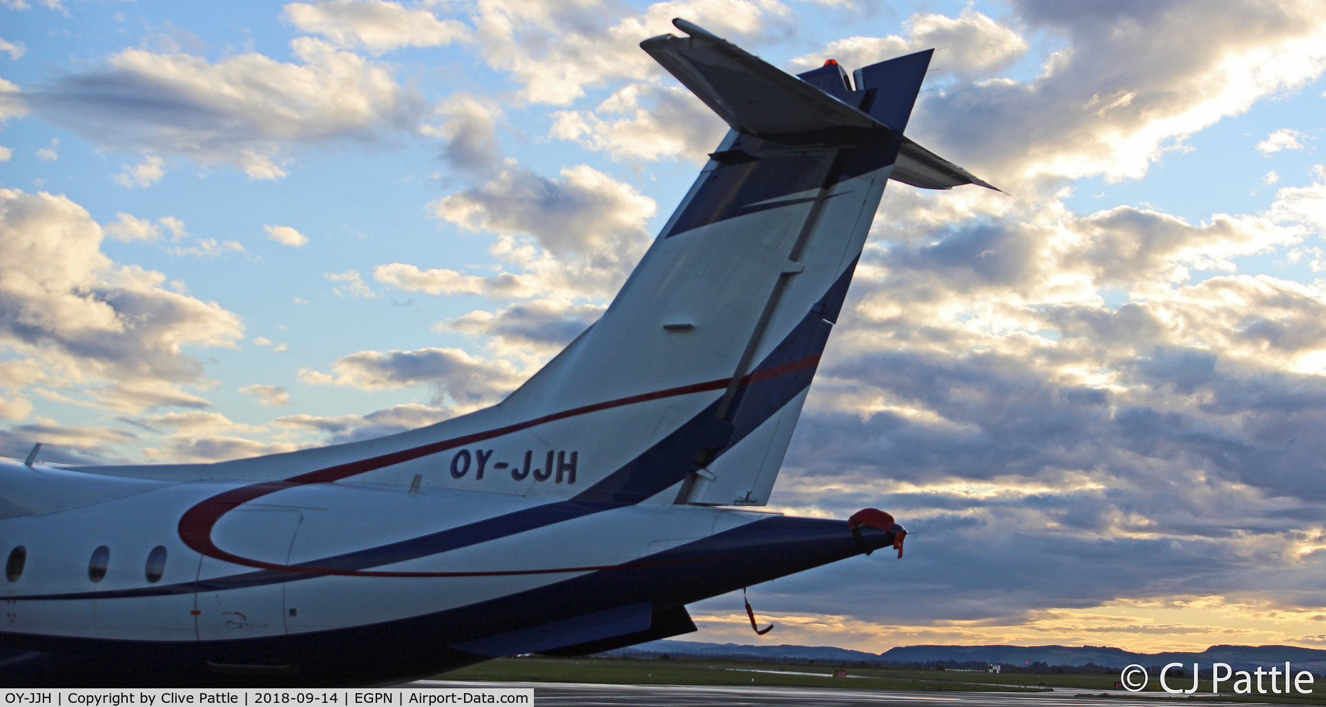 OY-JJH, 2001 Fairchild Dornier 328-300 328JET C/N 3171, Close up tail detail at Dundee