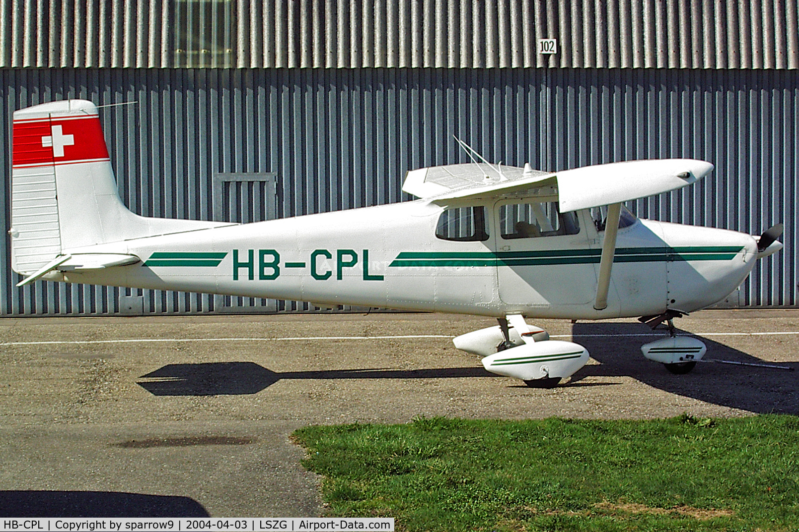 HB-CPL, 1956 Cessna 172 C/N 29046, Hangared at Grenchen at the time. HB-registered from 1956-08-16 until wfu 2013-05-21 after an accident 2013-04-26.