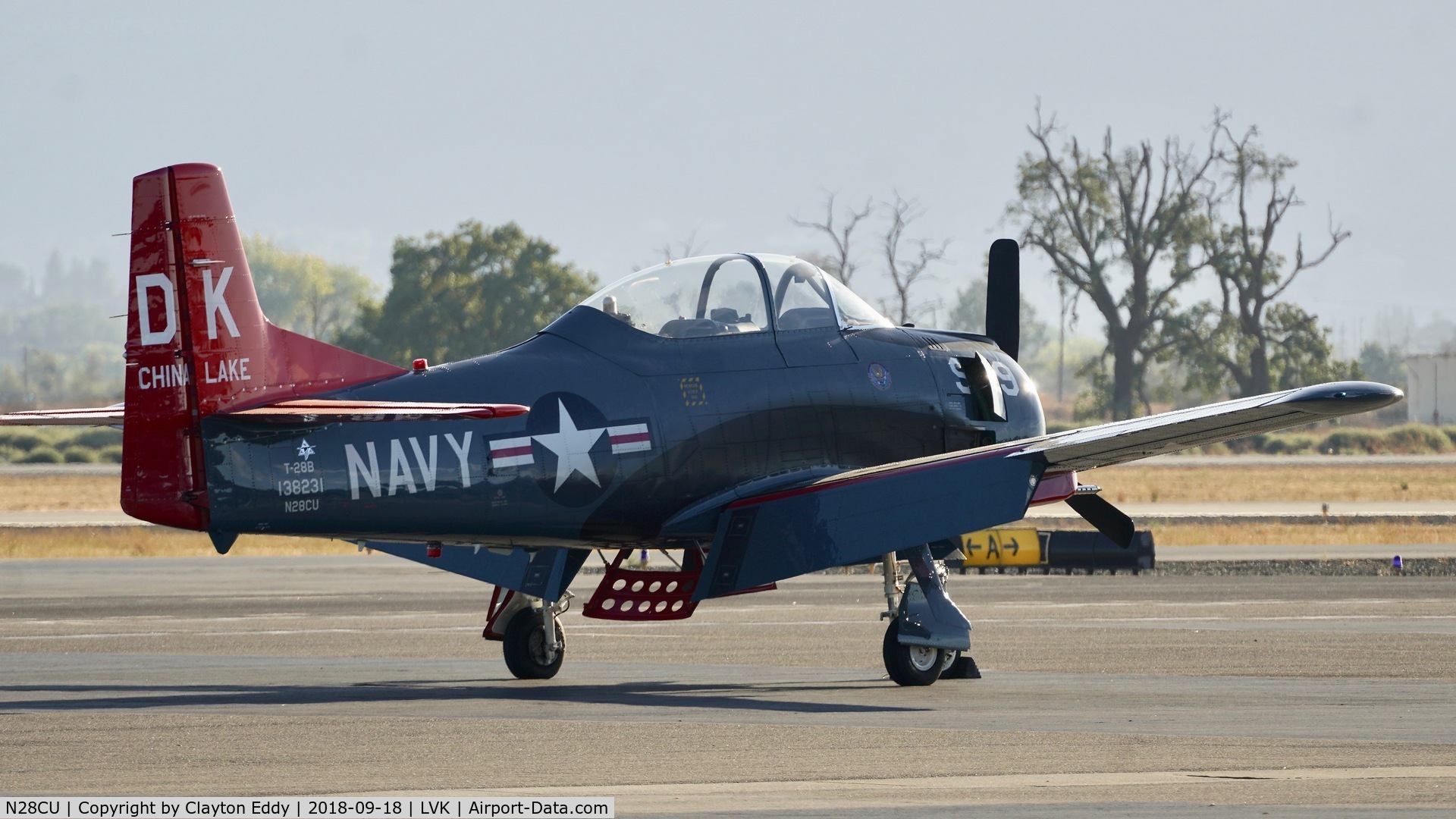 N28CU, 1956 North American T-28B C/N 200302, Livermore Airport California 2018.