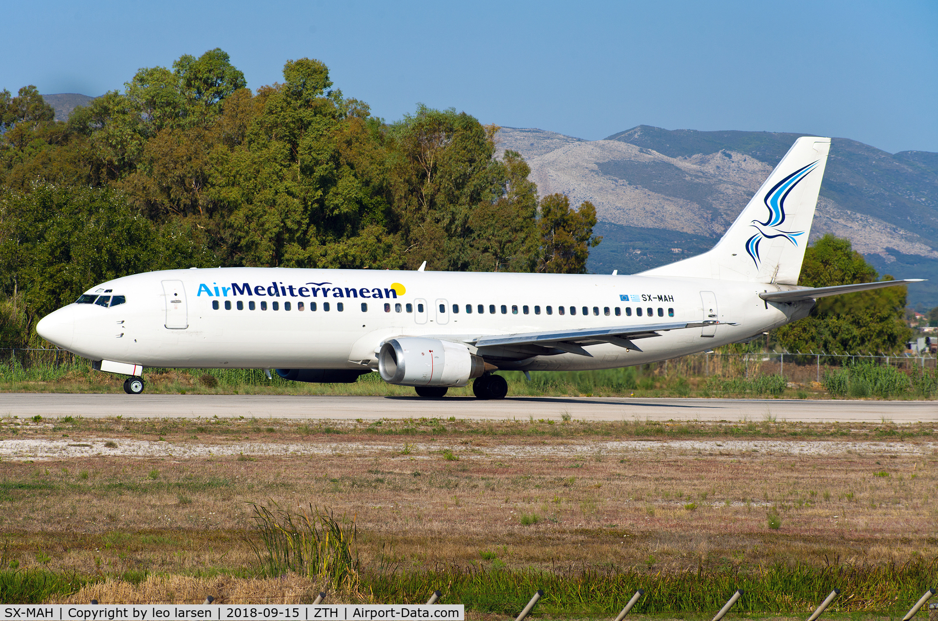SX-MAH, 1990 Boeing 737-405 C/N 24643, Zakynthos 15.9.2018 flying for Ellinair to and from ST.Petersburg.