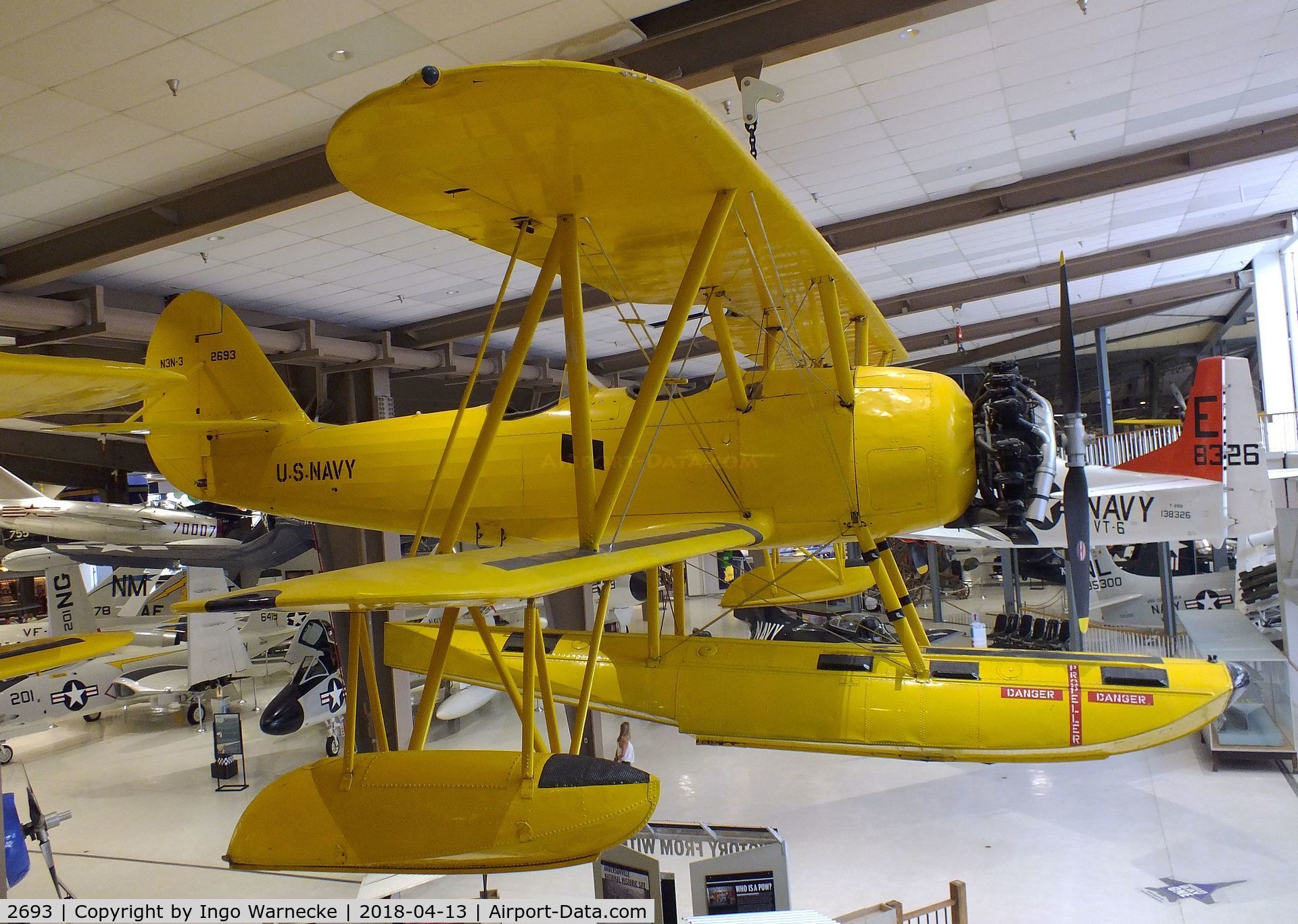 2693, Naval Aircraft Factory N3N-3 C/N Not found 2693, Naval Aircraft Factory N3N-3 'Yellow Peril' on float at the NMNA, Pensacola FL