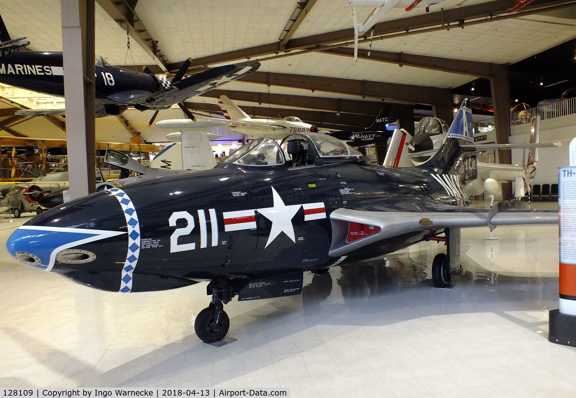 128109, 1952 Grumman F9F-6 Cougar C/N Not found 128109, Grumman F9F-6 Cougar at the NMNA, Pensacola FL