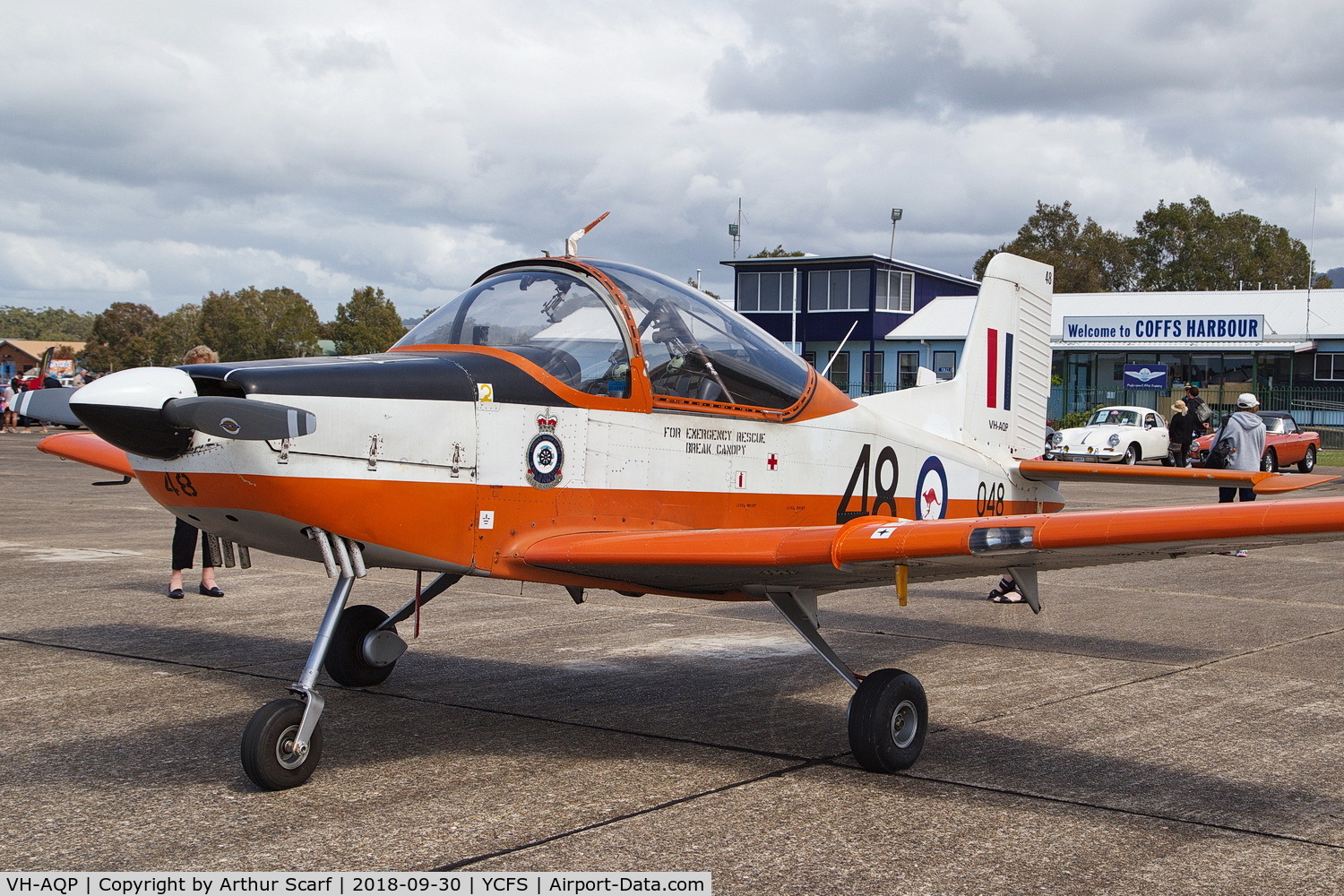 VH-AQP, 1975 New Zealand CT-4A Airtrainer C/N 048, Coffs Harbour Airport 2018