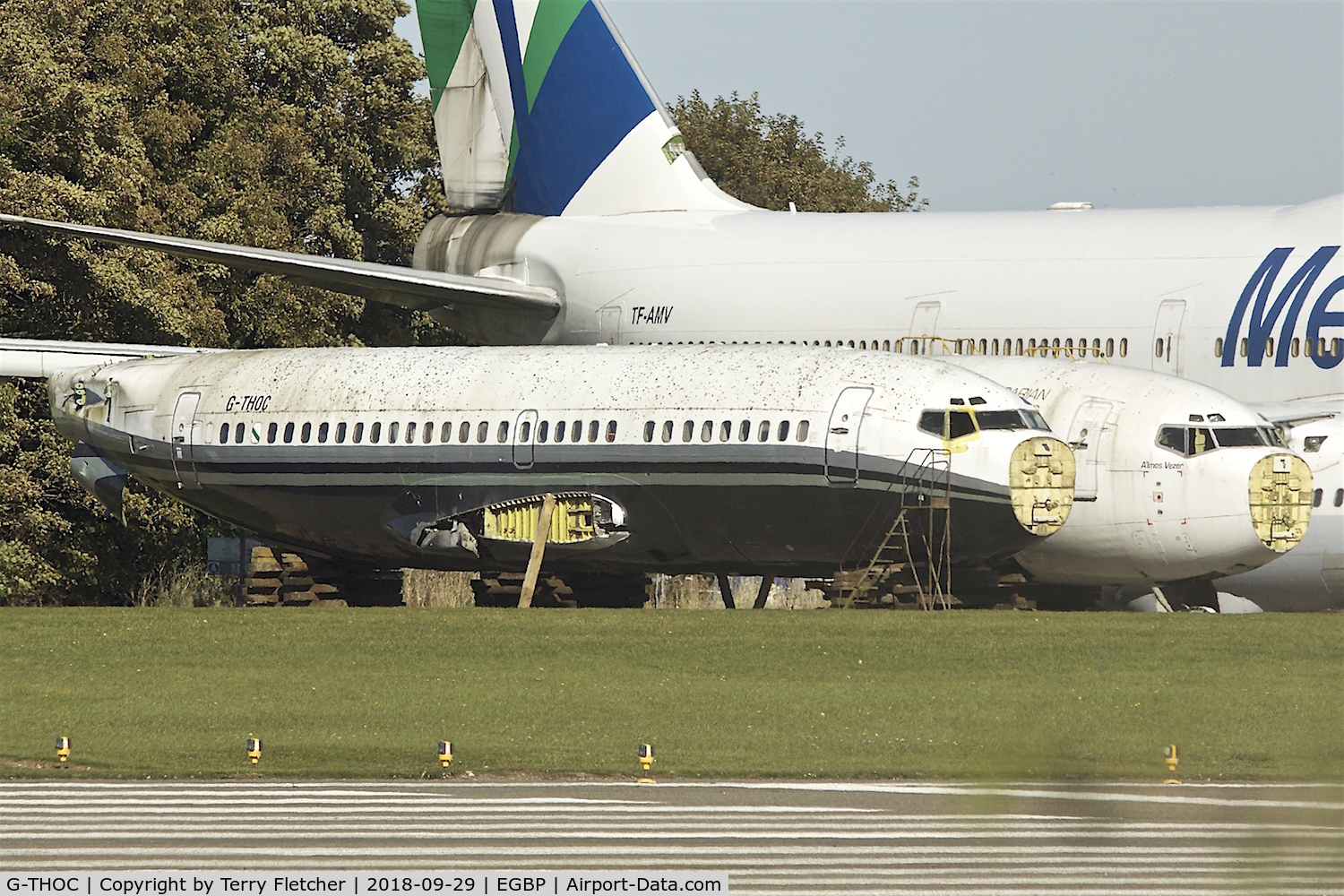 G-THOC, 1990 Boeing 737-59D C/N 24694, With Air Salvage International for parting out at Cotswold Airport  Kemble , UK
