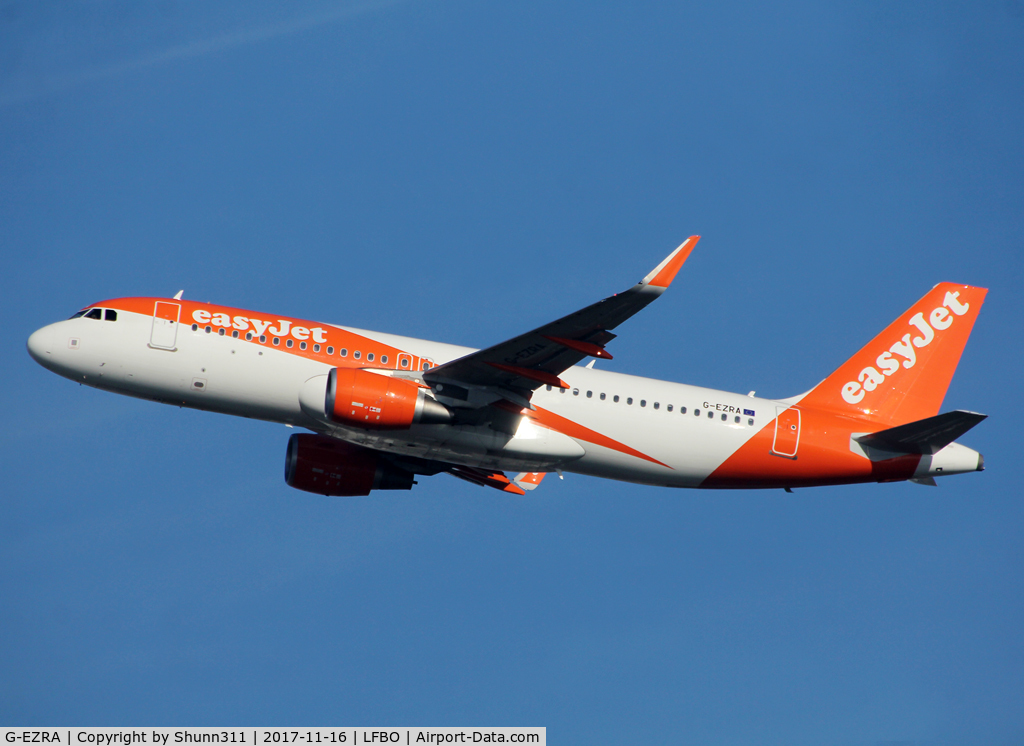 G-EZRA, 2017 Airbus A320-214 C/N 7597, Climbing after take off from rwy 32L