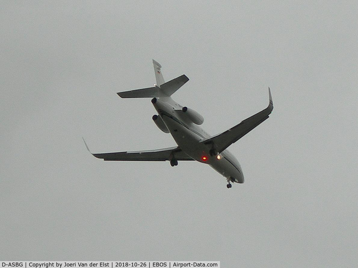 D-ASBG, 2004 Dassault Falcon 900EX C/N 141, Moments before touchdown rwy 26