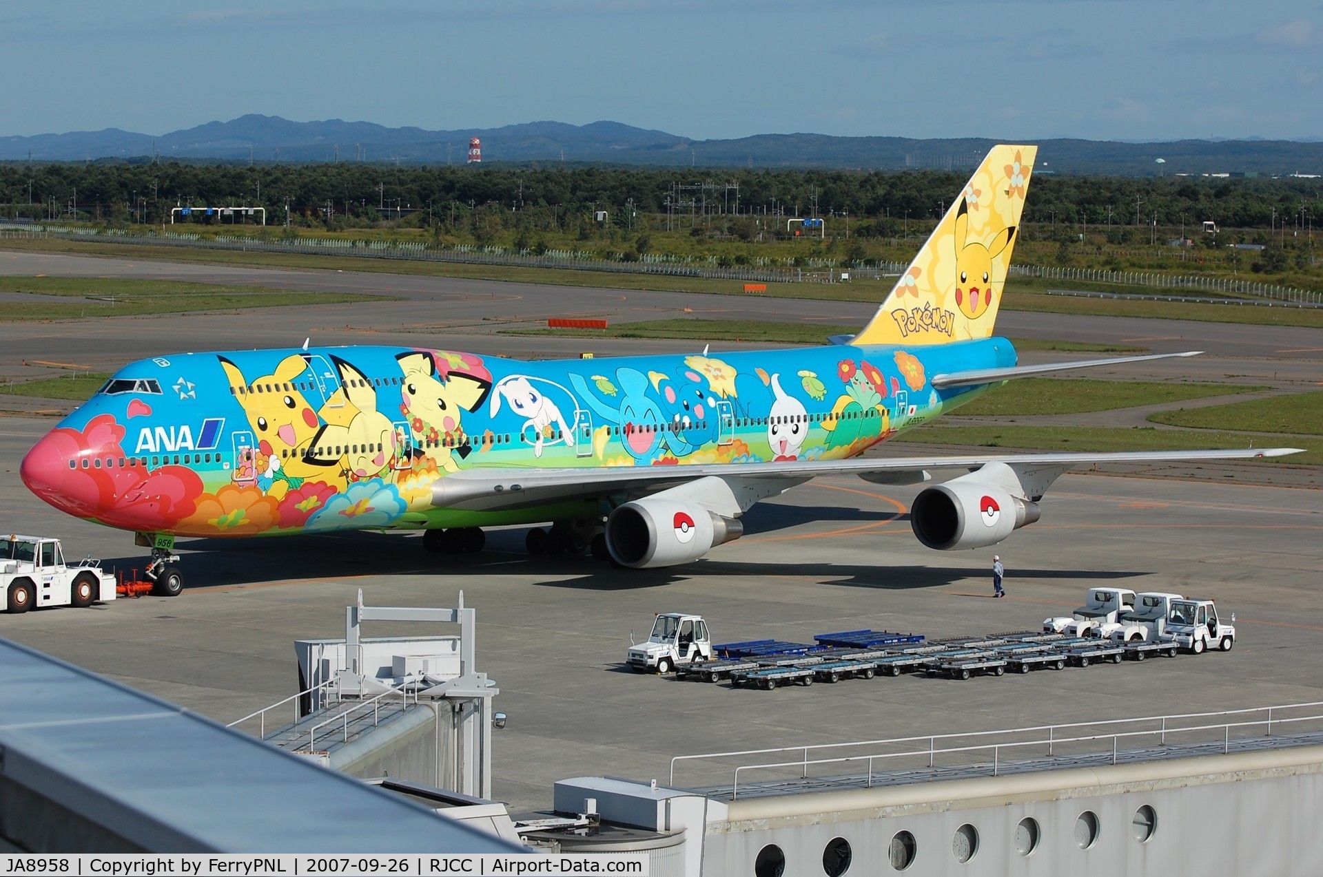 JA8958, 1992 Boeing 747-481 C/N 25641, Blue Pokemon B744 pushed-back