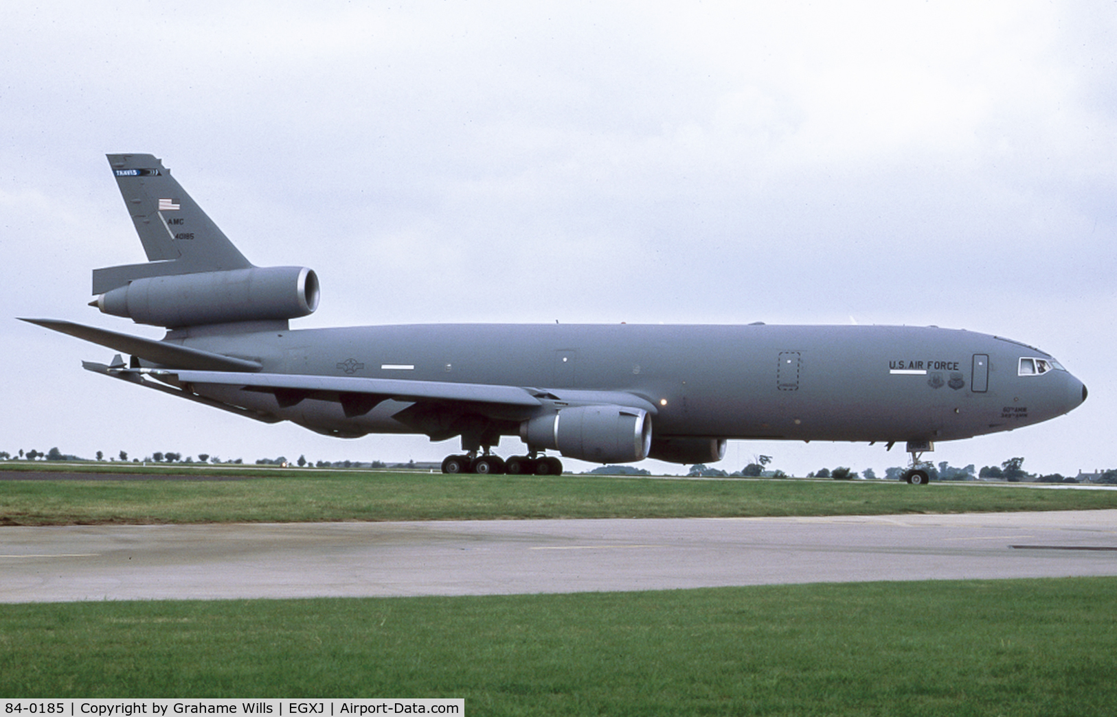 84-0185, 1984 McDonnell Douglas KC-10A Extender C/N 48224, McDonnell Douglas KC-10A 84-0185 60 AMW USAF, Cottesmore, date unknown