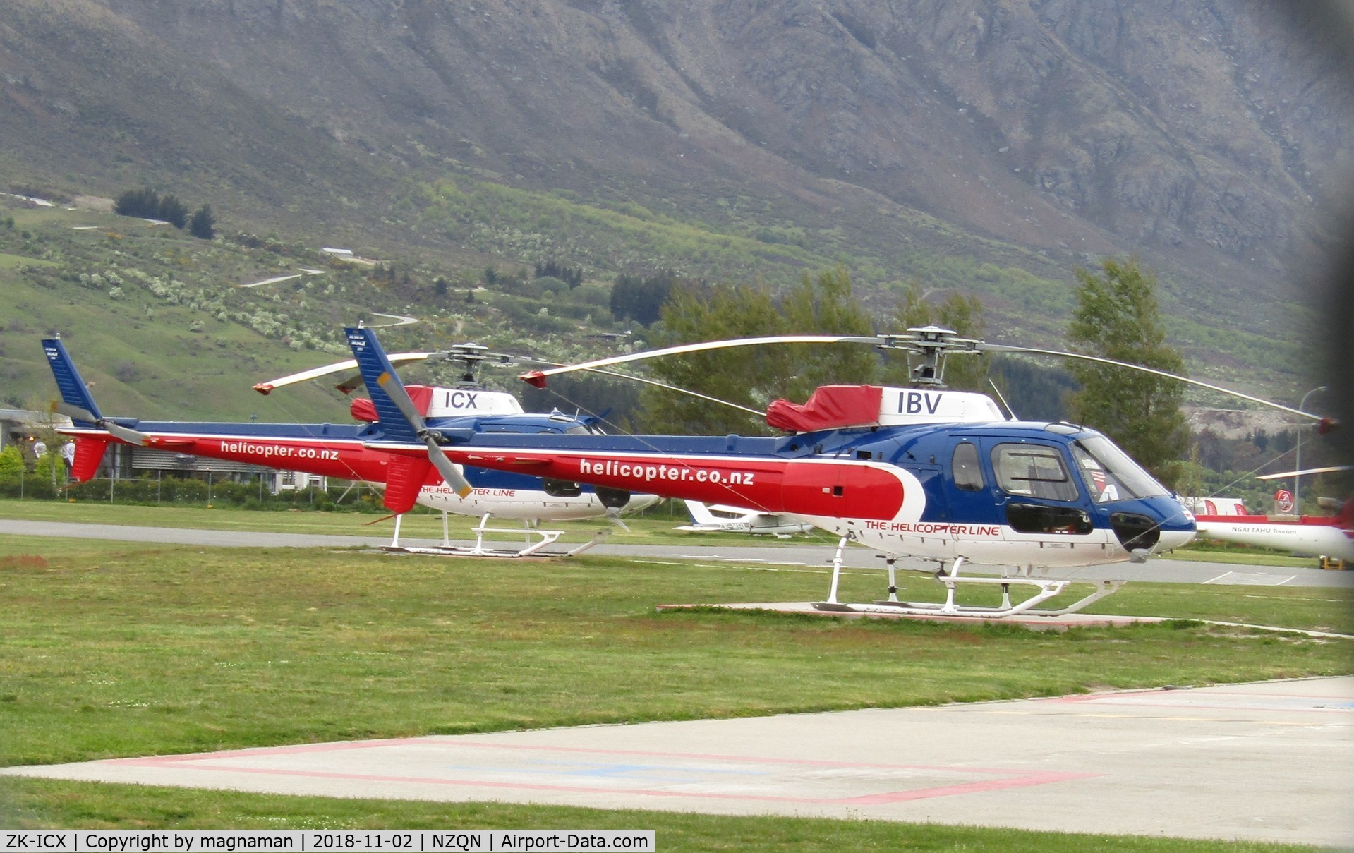 ZK-ICX, 2005 Eurocopter AS-350B-2 Ecureuil Ecureuil C/N 3969, along with one of sister ships at queenstown